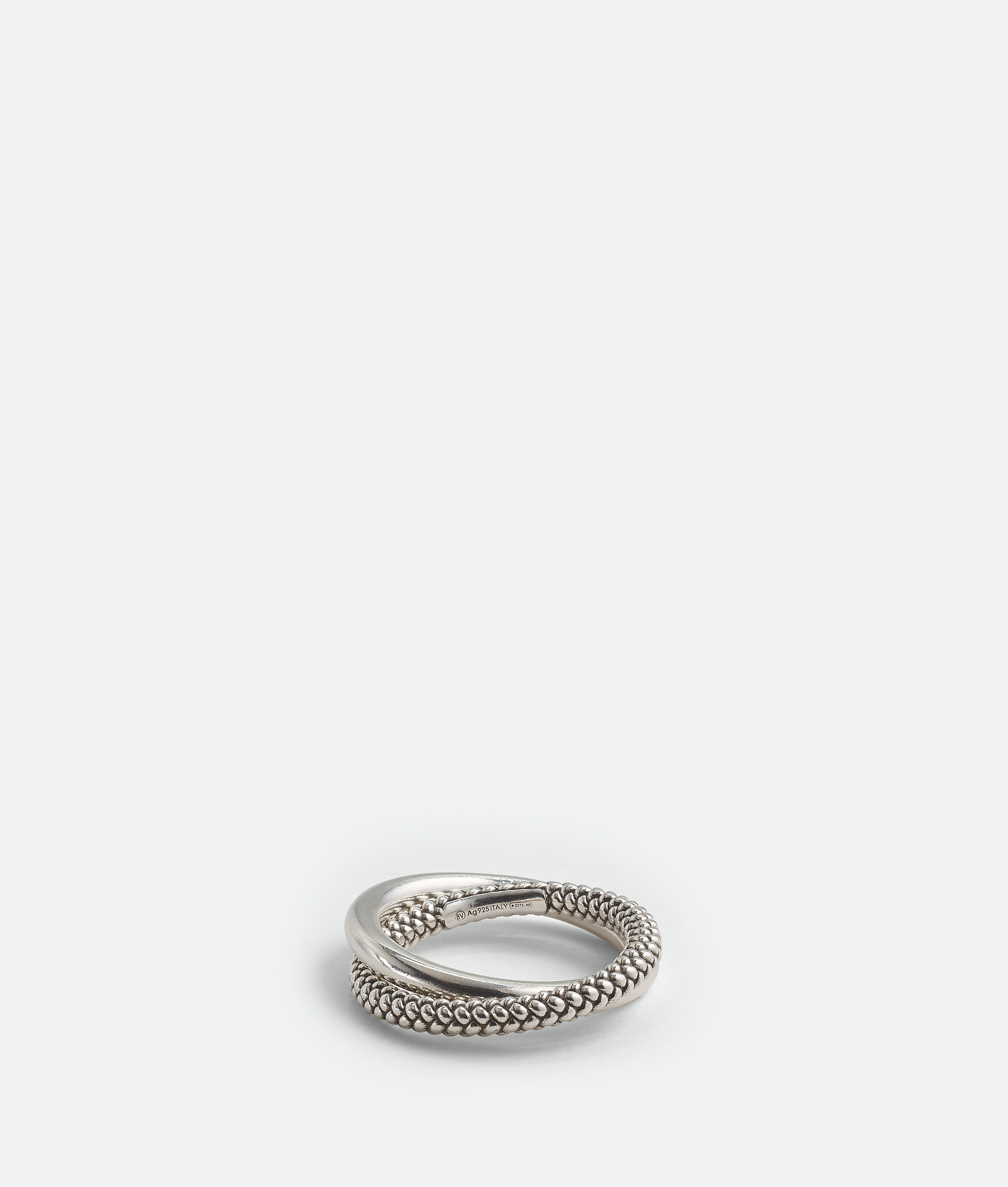Bottega Veneta Intreccio Interlocking Double Ring In Silver