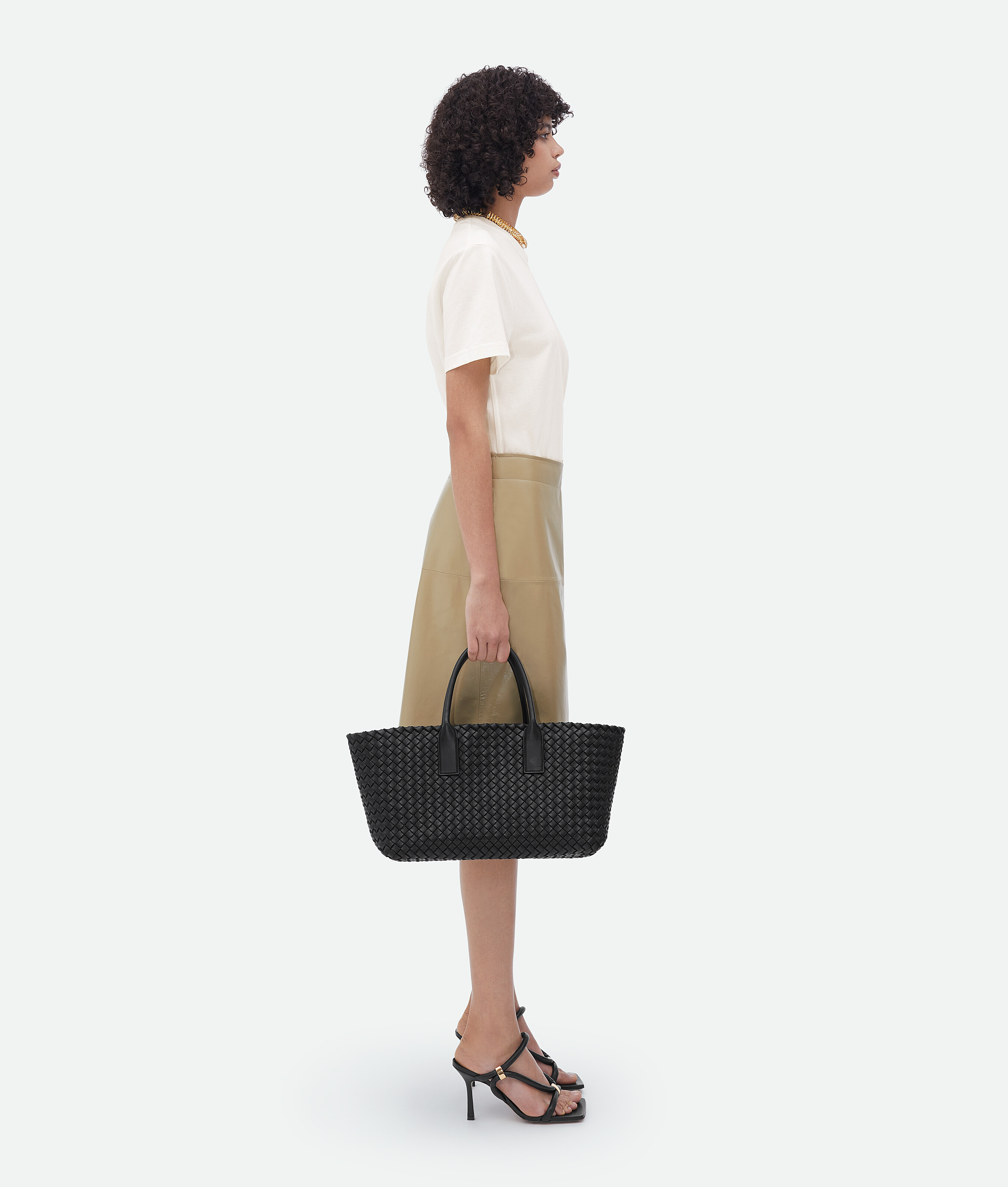 Shop Bottega Veneta Small Cabat In Black