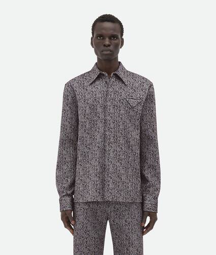 Bottega Veneta® Men's Textured Wool And Viscose Shirt in Lilac / Bordeaux.  Shop online now.