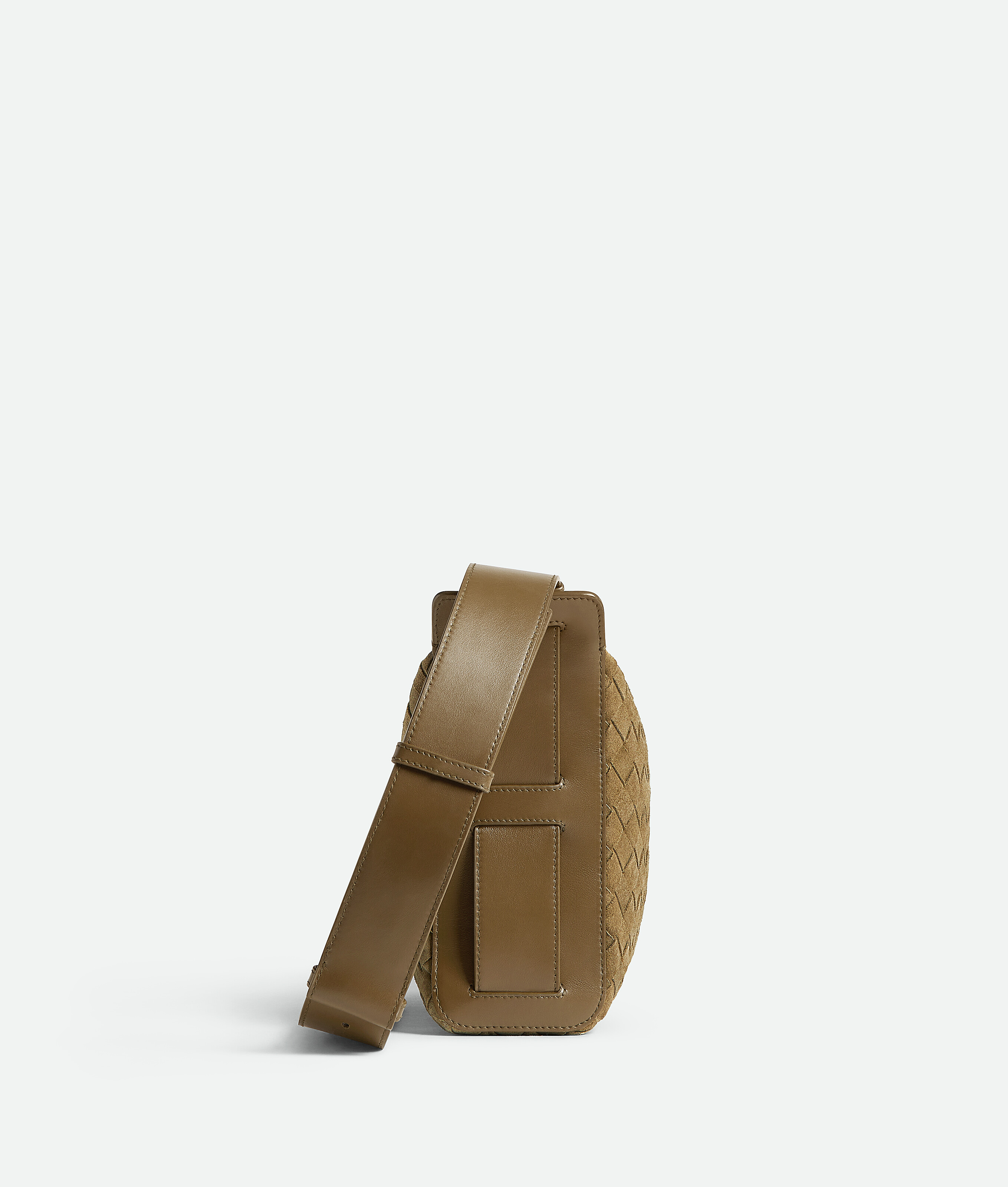 Bottega Veneta Suede Intrecciato Tribeca Cross-body Bag In Brown