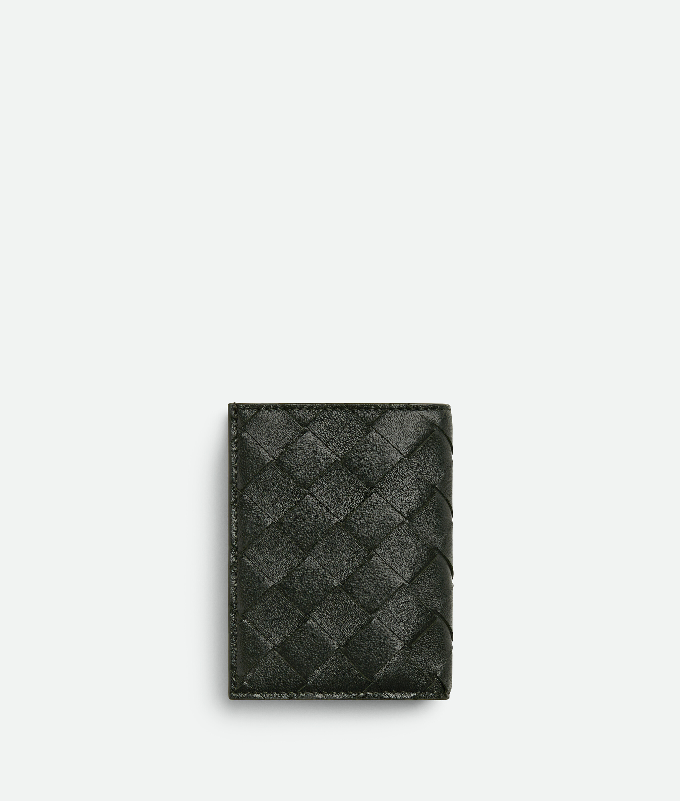 Bottega Veneta Intrecciato Diagonal Slim Flap Card Case In Dark Green