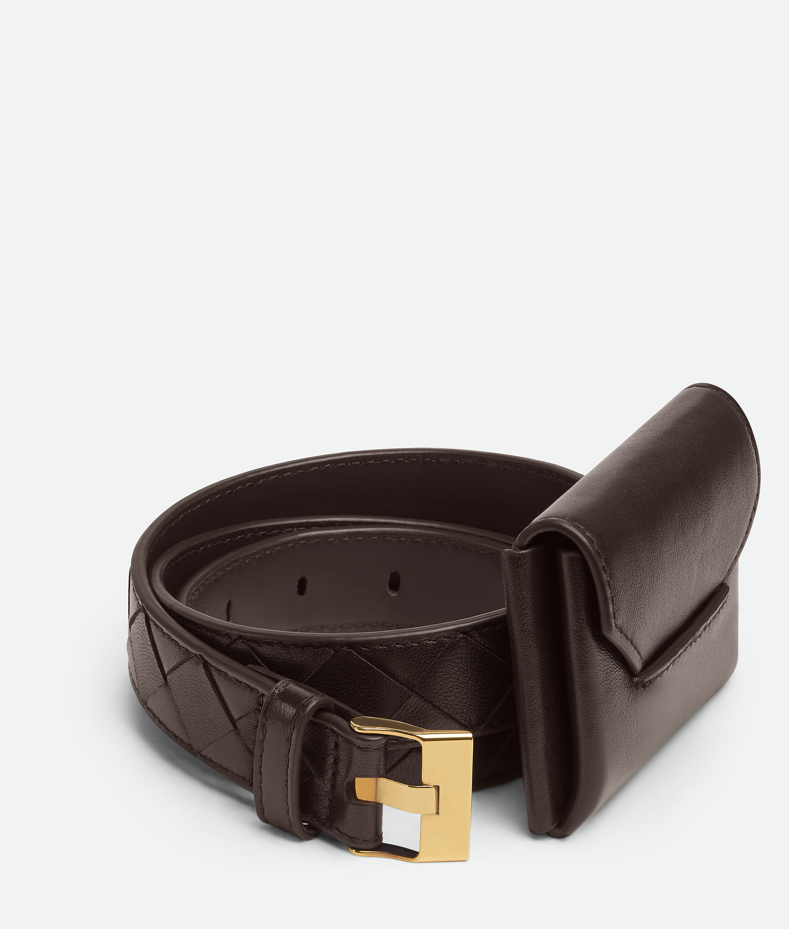 Bottega Veneta Bottega  Veneta Intrecciato Watch Pocket Belt In Brown