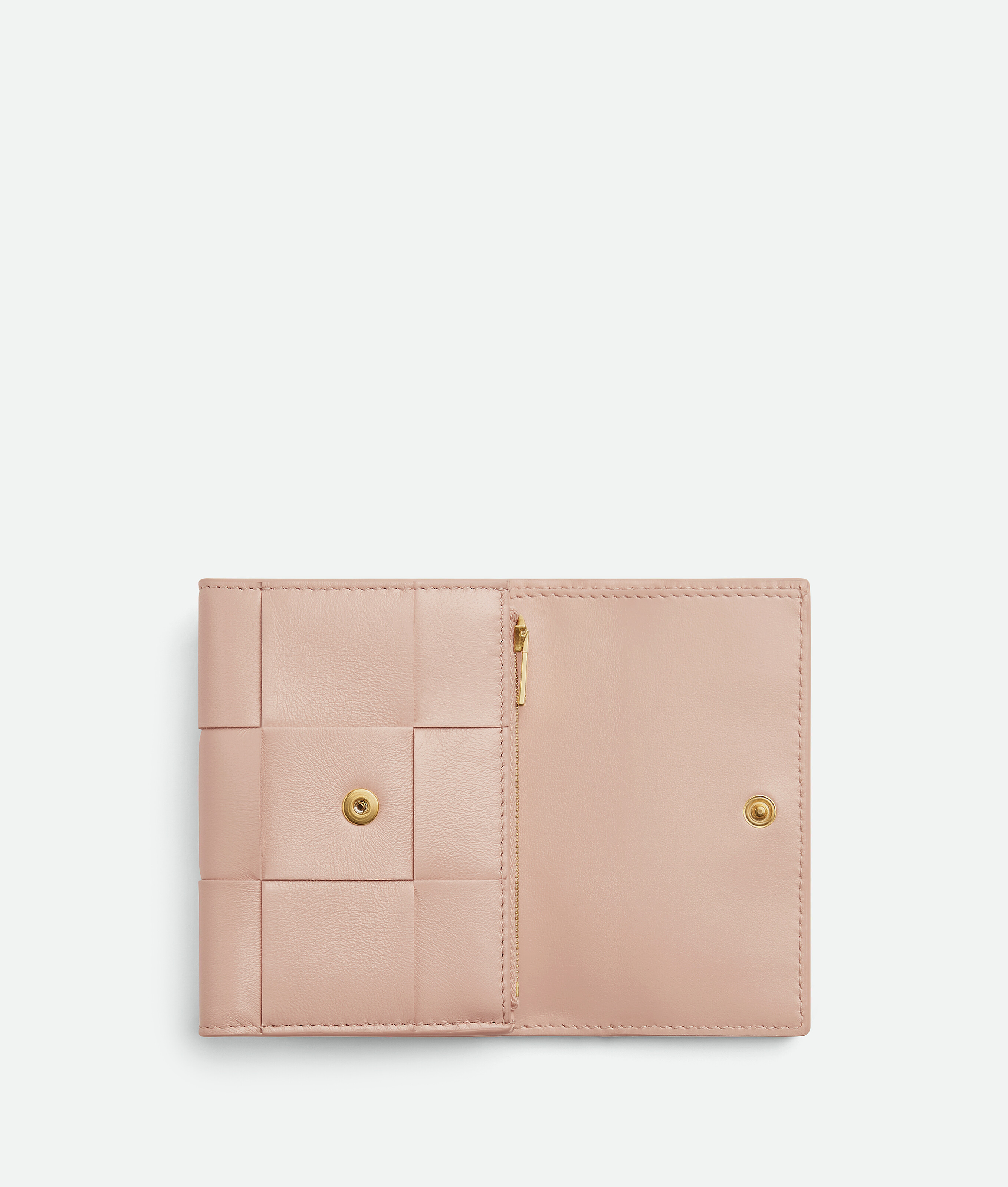 Shop Bottega Veneta Cassette Tri-fold Zip Wallet In Pink
