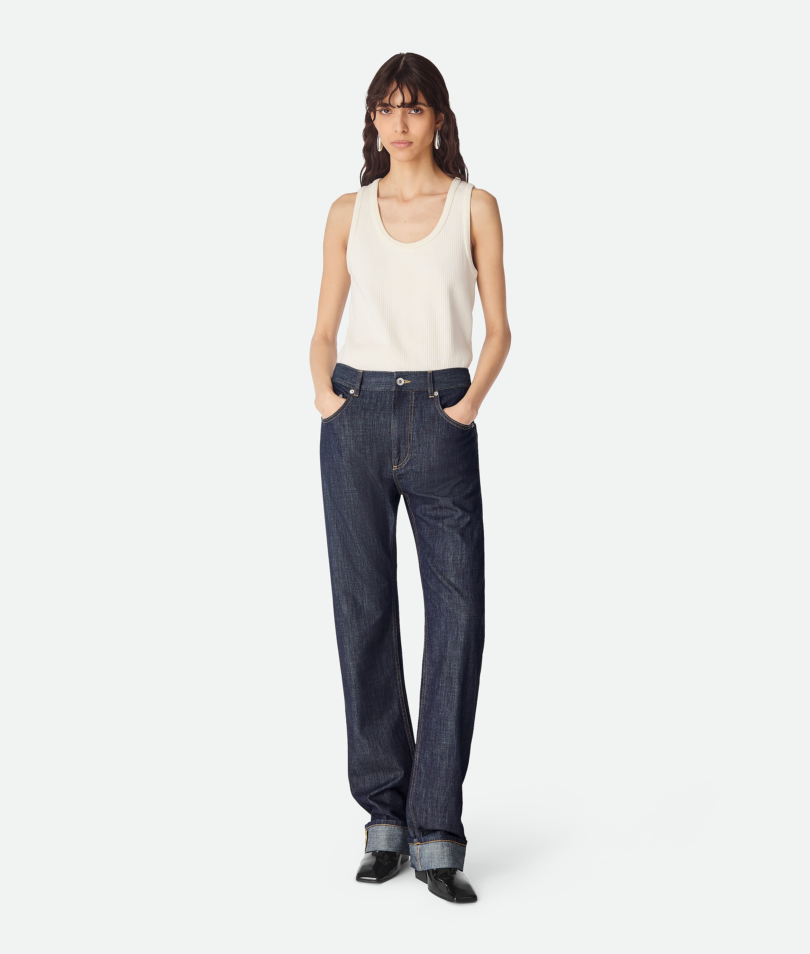 Bottega Veneta Jeans A Gamba Dritta Indigo - Blu - Donna - 36 - Cotone
