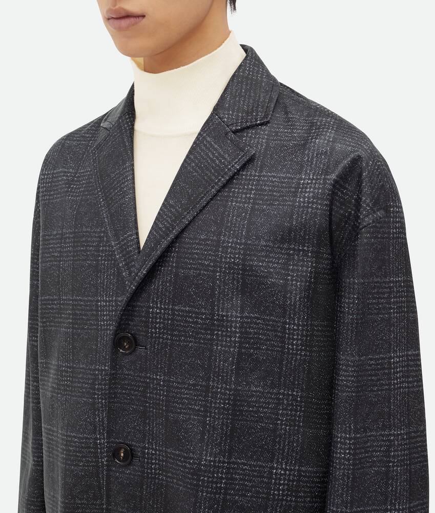 威尔士亲王印花皮革大衣 为 男士 在 黑色 / 灰色 Bottega Veneta 新加坡 ZH - Image 4