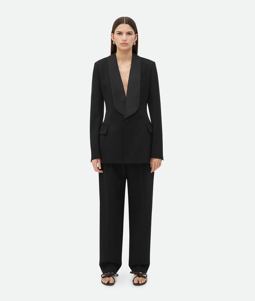 Display a large version of the product image 1 - Wool Grain De Poudre Tuxedo Jacket