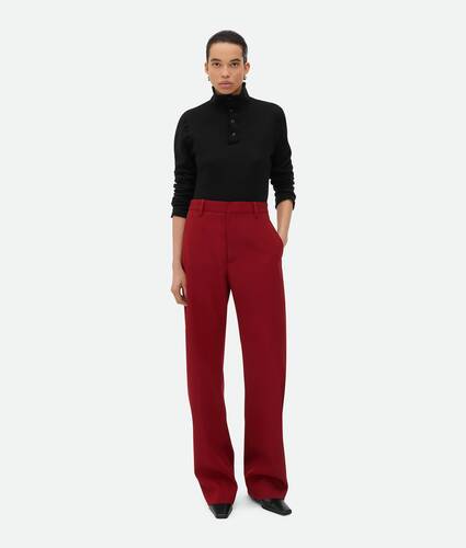 Display a large version of the product image 1 - Wool Twill Rounded Leg Trousers