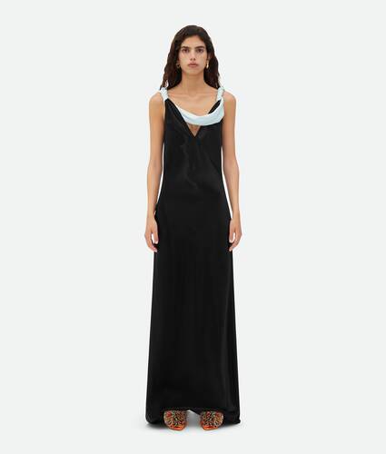 Display a large version of the product image 1 - Textured Satin Long Dress
