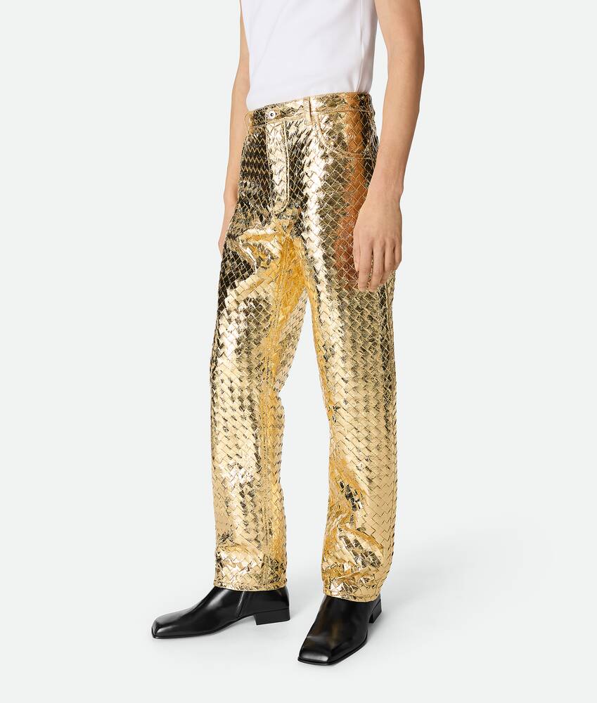 Display a large version of the product image 2 - Laminated Intrecciato Leather Straight Pants