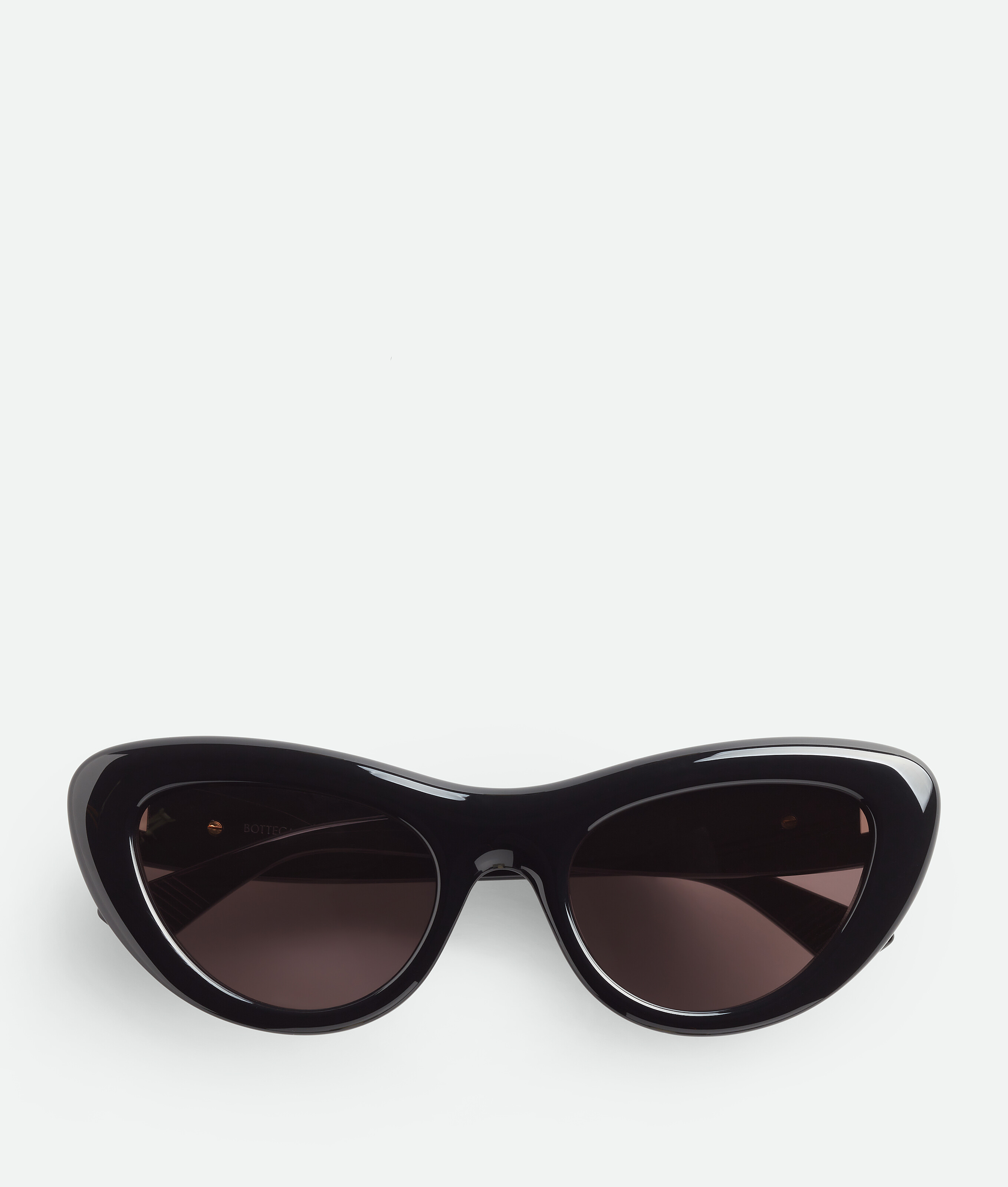 Bottega Veneta Ribbon Plastic Cat-eye Sunglasses In Black Black Grey