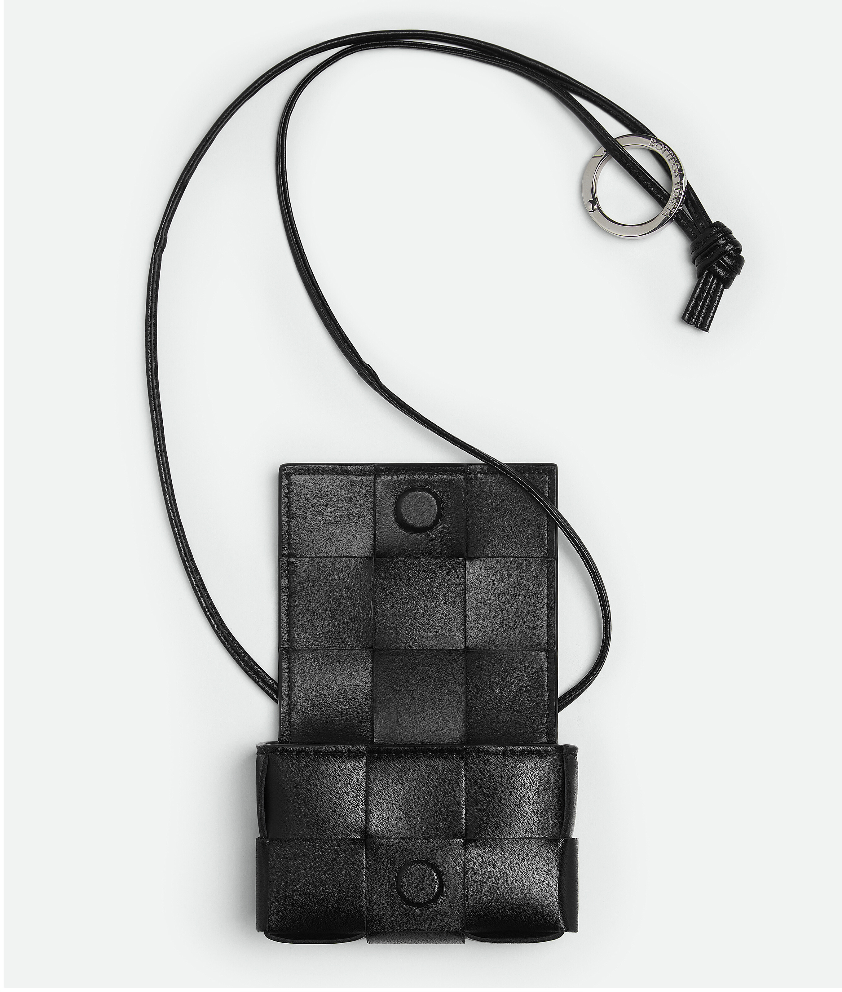 Shop Bottega Veneta Cassette Airpods Case On Strap In Black