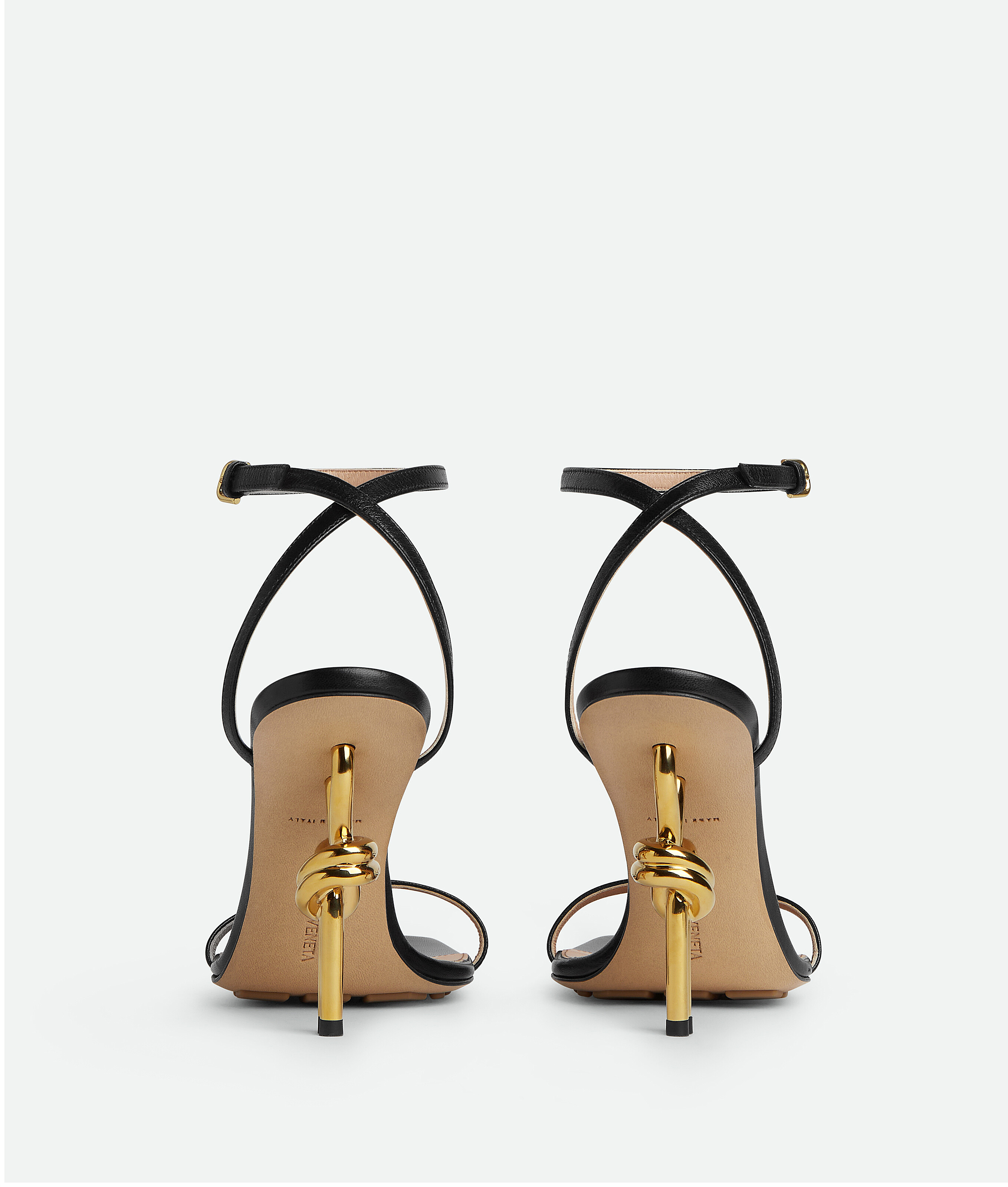 Bottega Veneta Leather Knot-heel Ankle-strap Sandals In Black