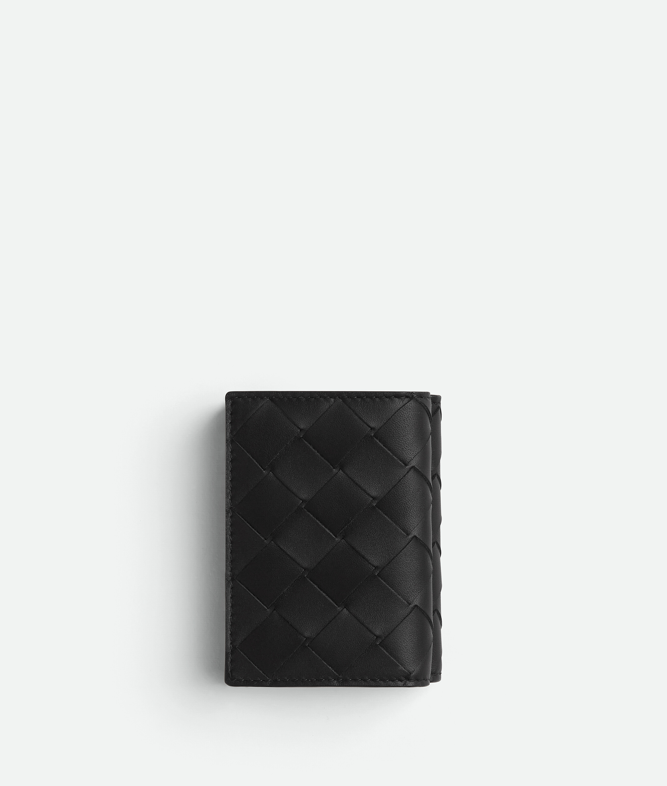 Bottega Veneta Intrecciato Tiny Tri-fold Wallet In Black