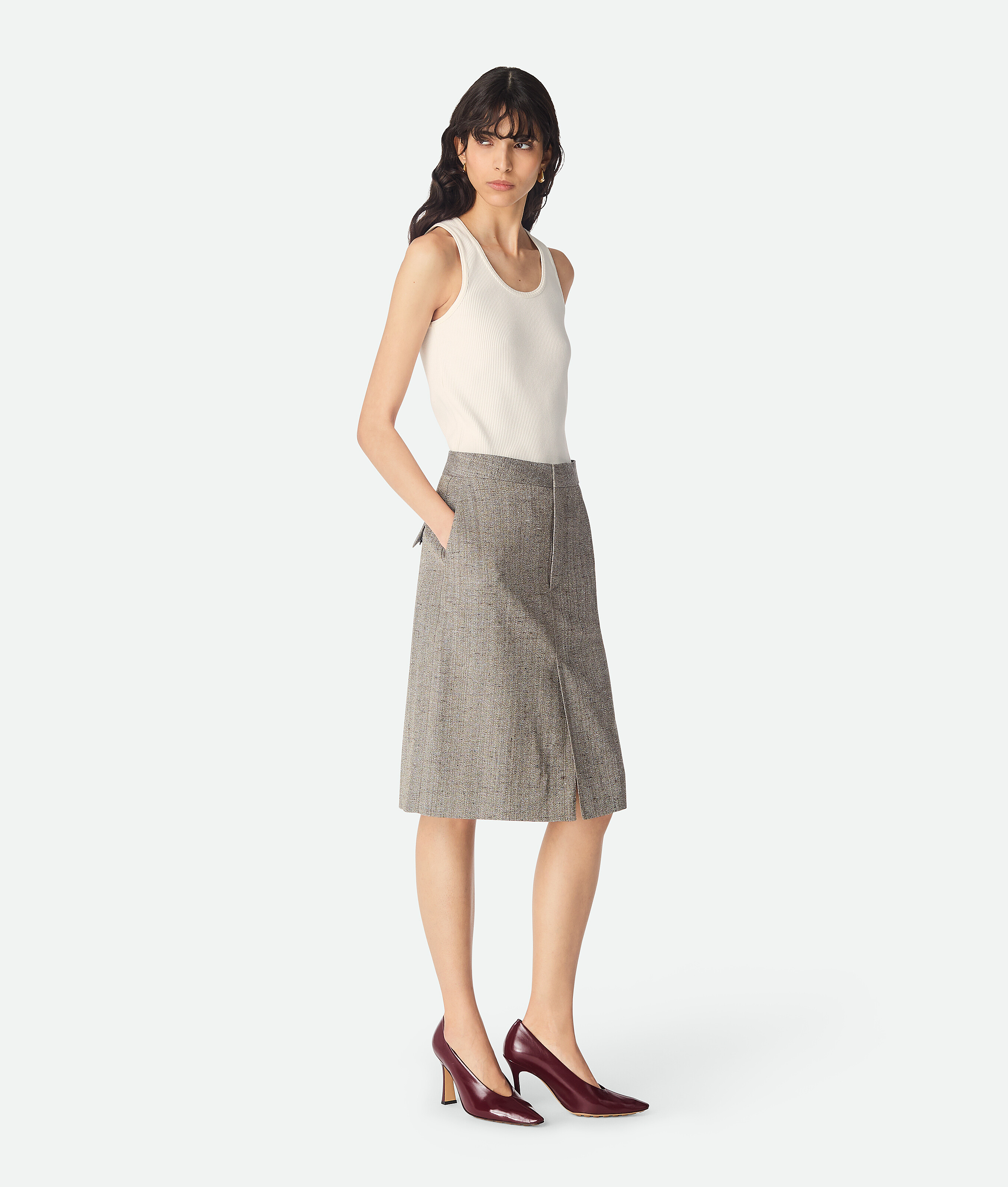 Bottega Veneta Viscose And Silk Skirt - Brown/white/blue - Woman - 4 - Viscose & Silk