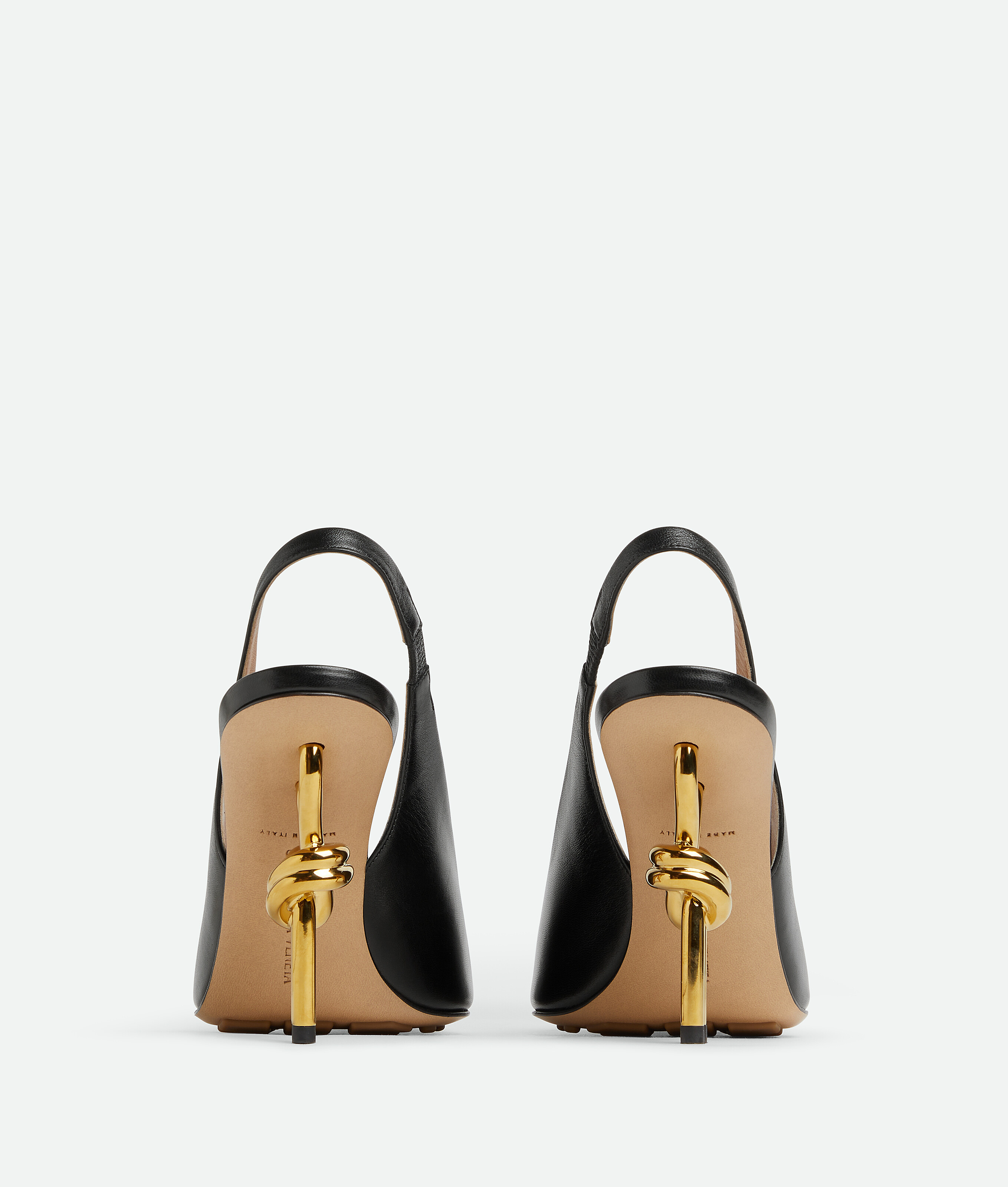 Bottega Veneta Leather Knot Slingback Heels 90 In Black