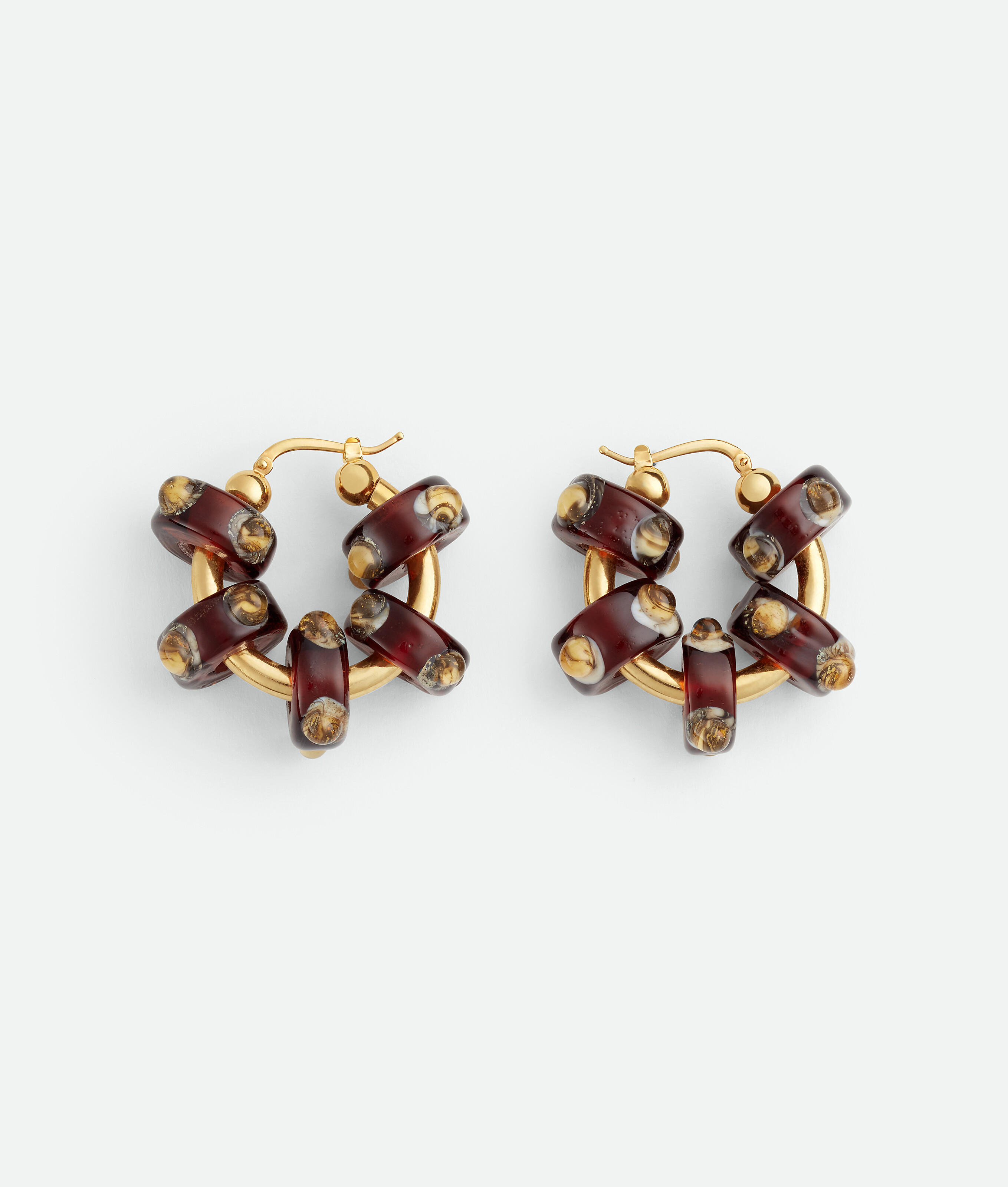 Shop Bottega Veneta Slice Glass Earrings In Burnt Orange/off White