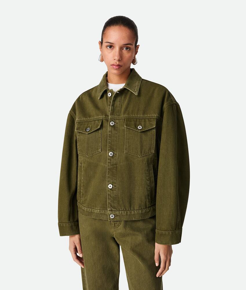 Bottega Veneta® Women's Colored Denim Jacket in Caper stone