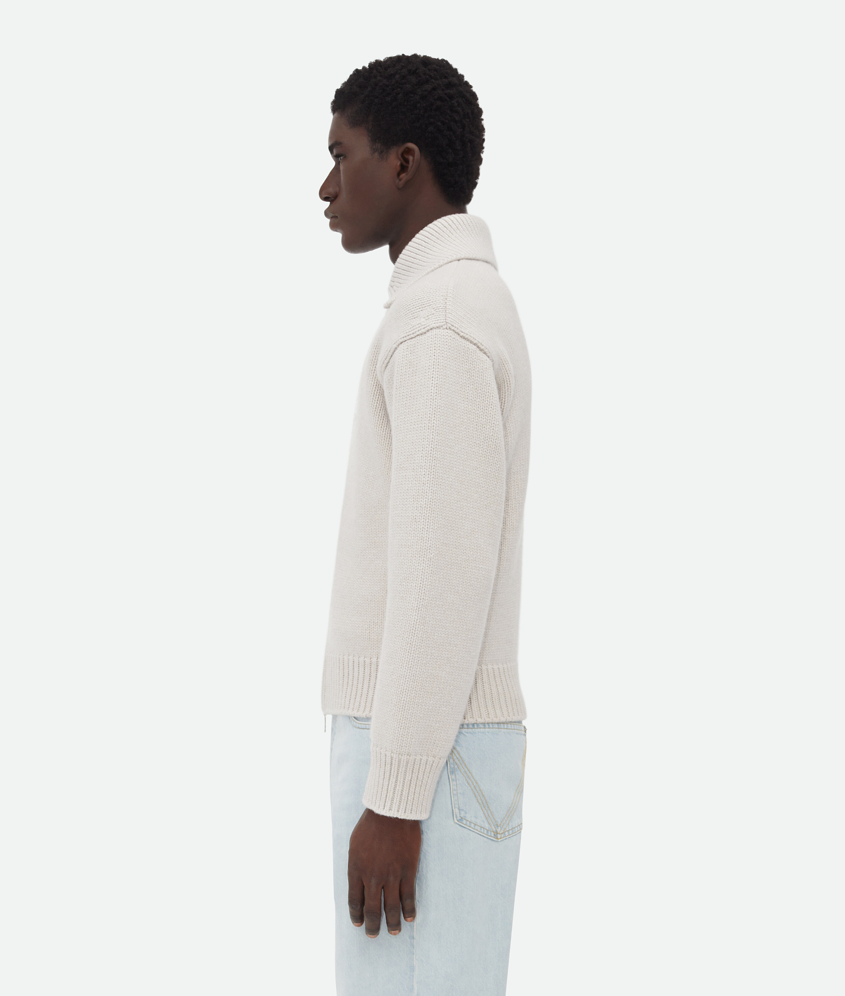 Bottega Veneta Cardigan En Laine Compacte In Dove Melange