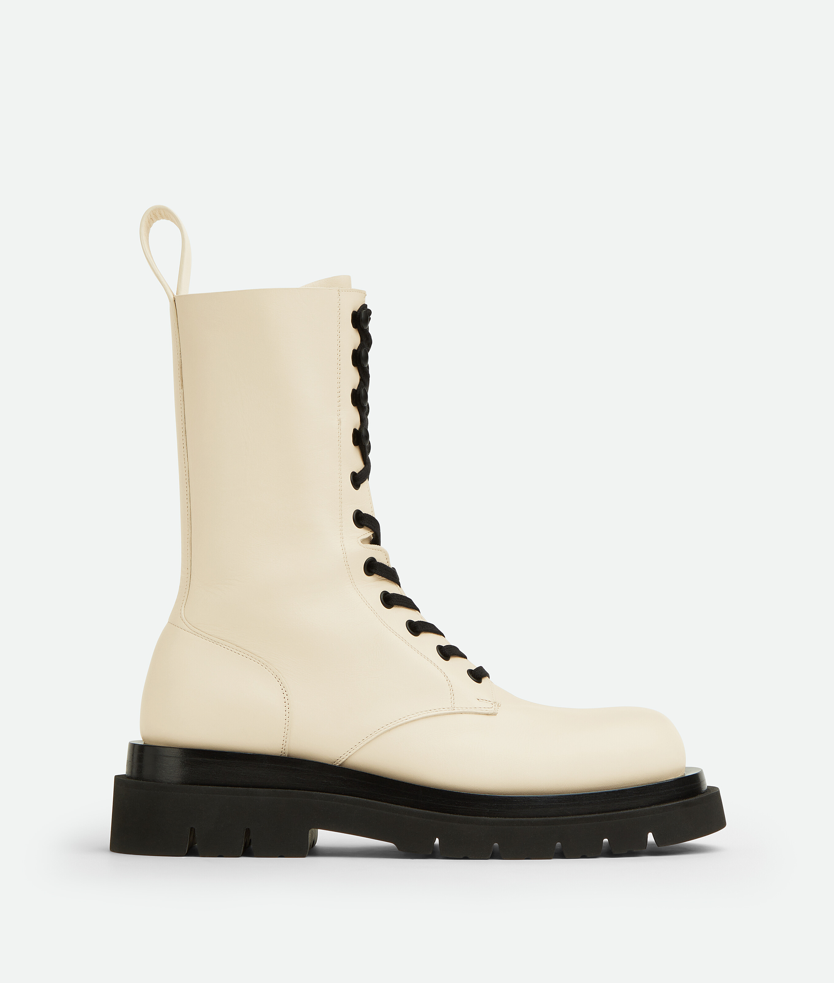 Bottega Veneta 40mm Lug Leather Combat Boots In White
