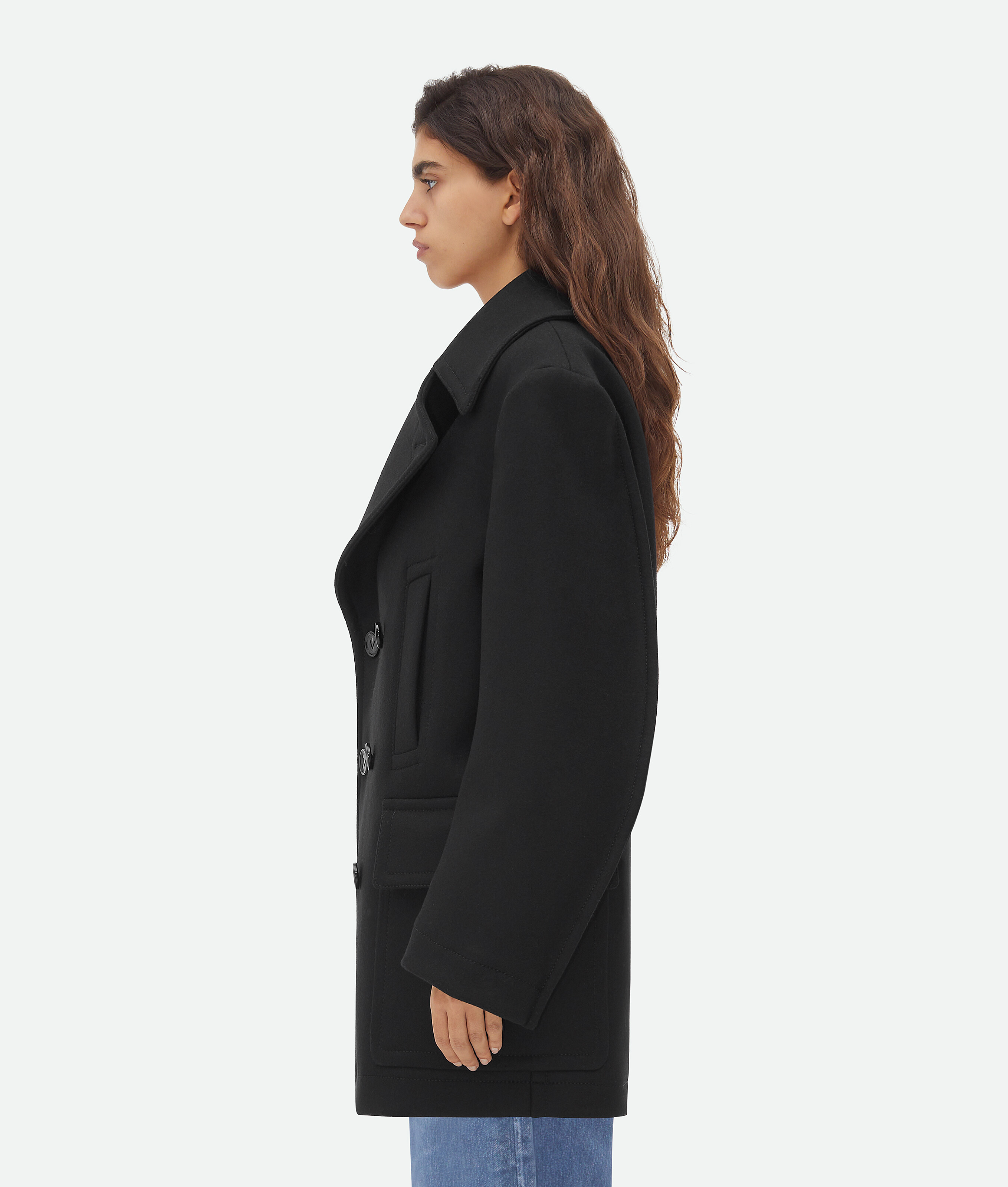 Shop Bottega Veneta Felted Wool Coat In Black