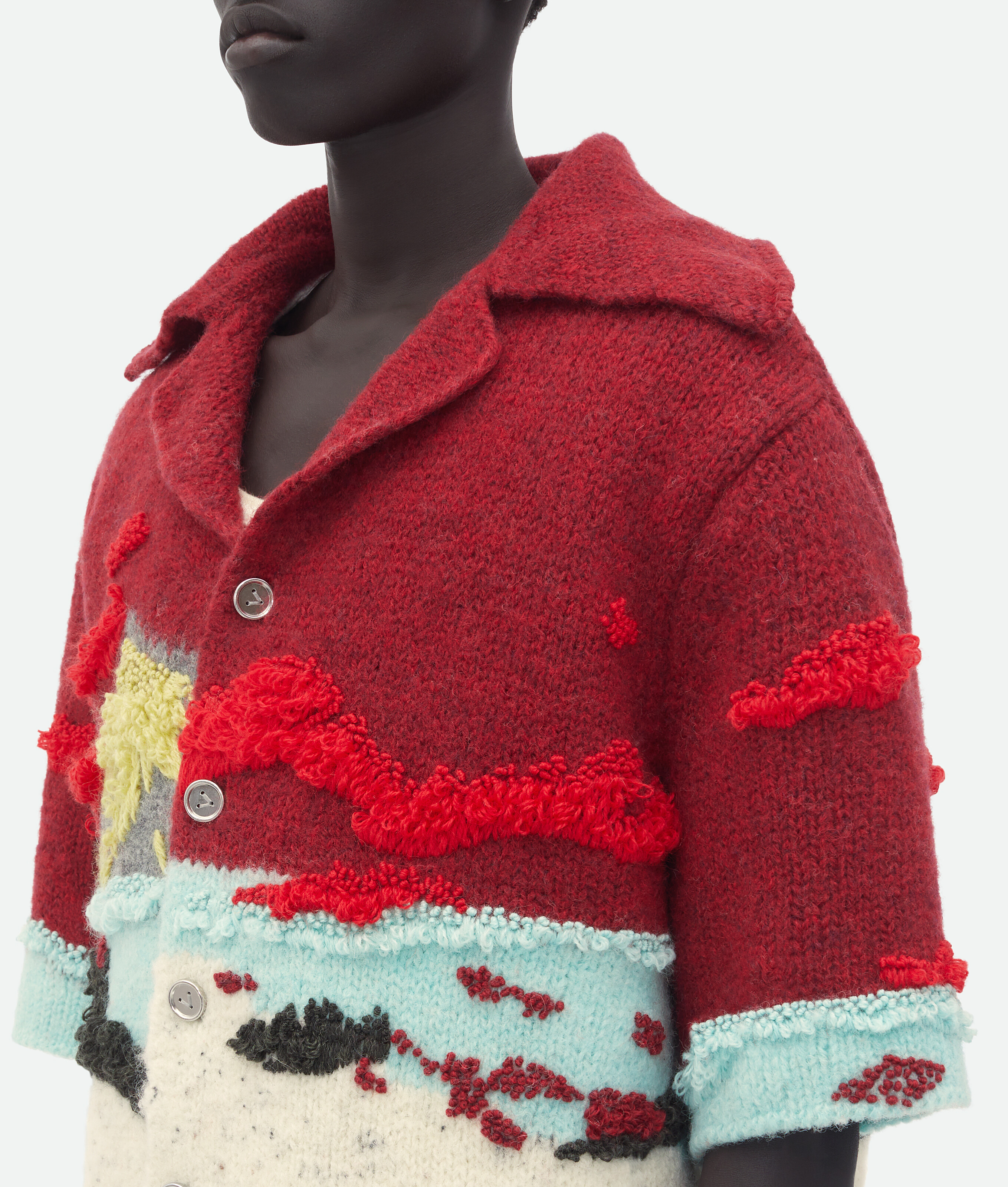Shop Bottega Veneta Besticktes Hemd Aus Wolle Mit Intarsien In Red