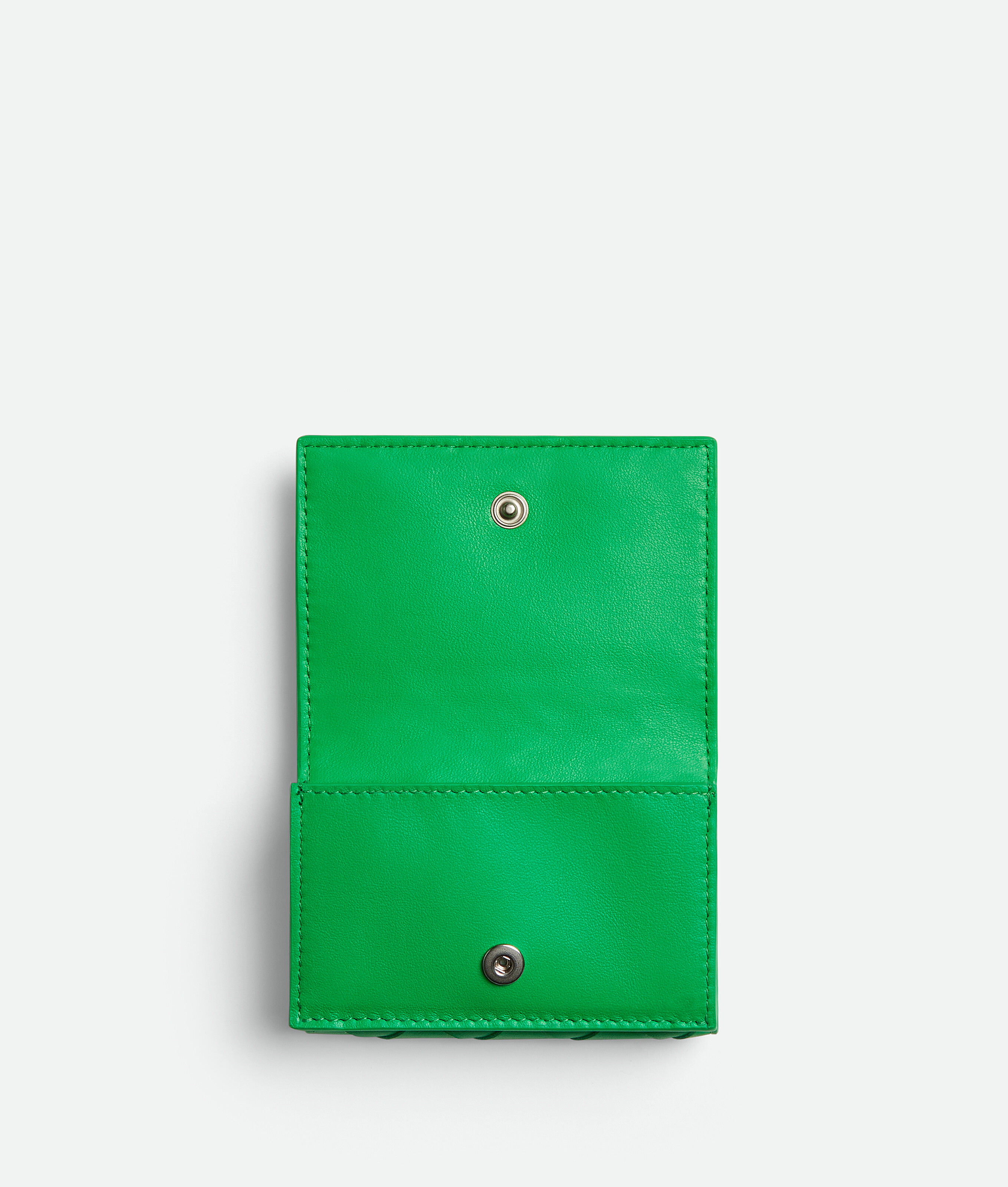 Shop Bottega Veneta Intrecciato Tiny Tri-fold Wallet In Green