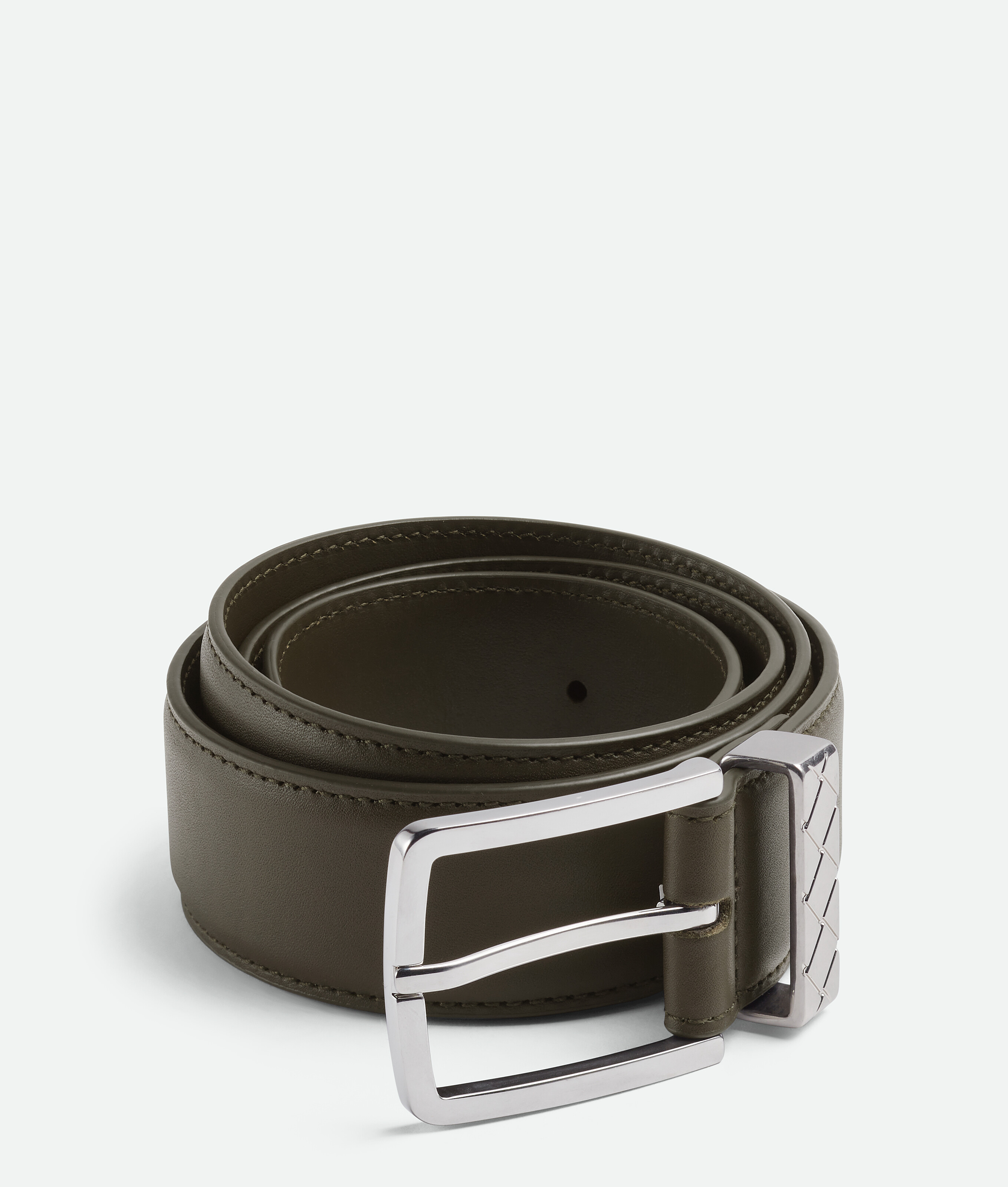 Shop Bottega Veneta Intreccio Loop Belt In Kaki