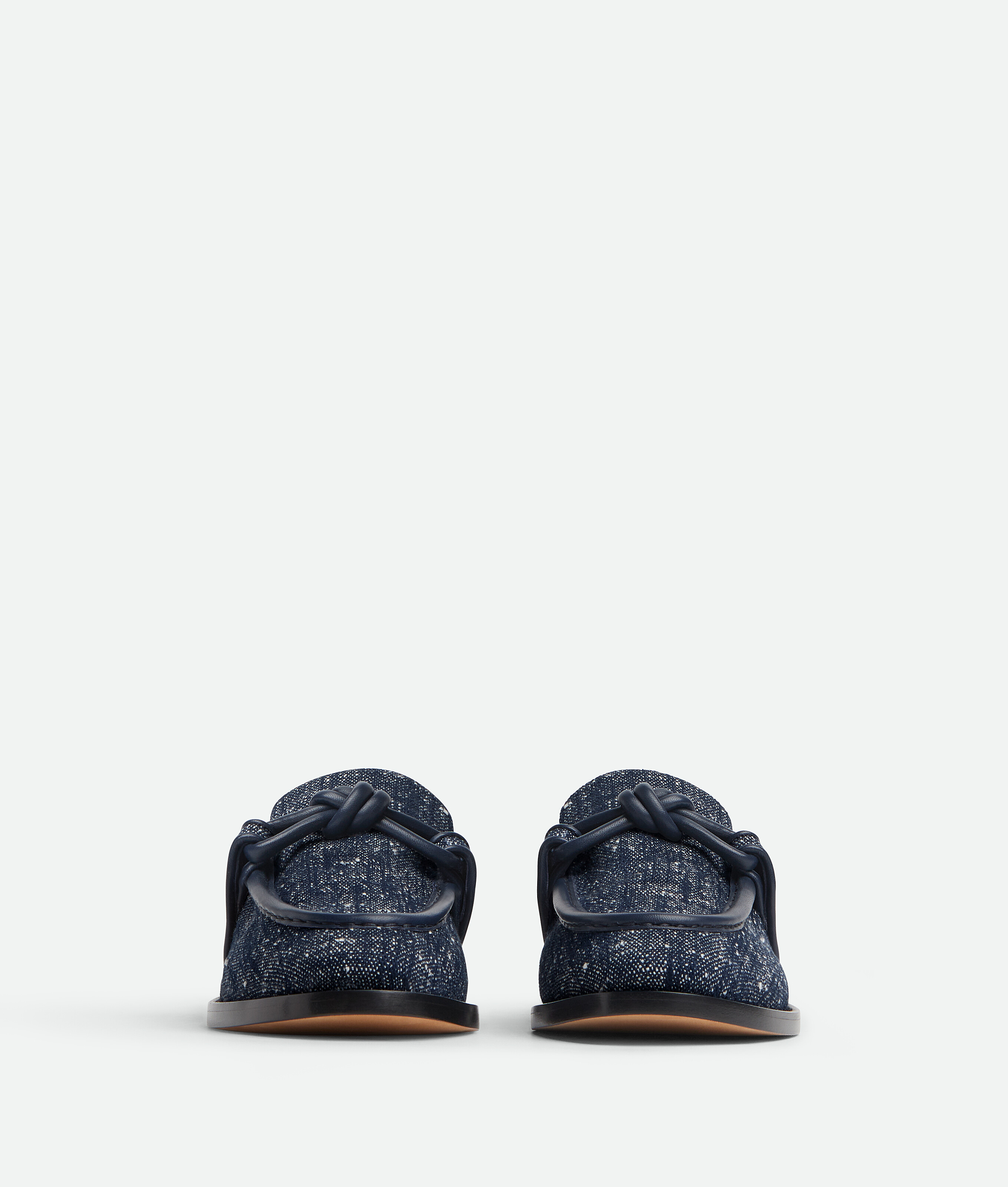 Bottega Veneta Loafers With Textured Finish And Leather Knot In Blue