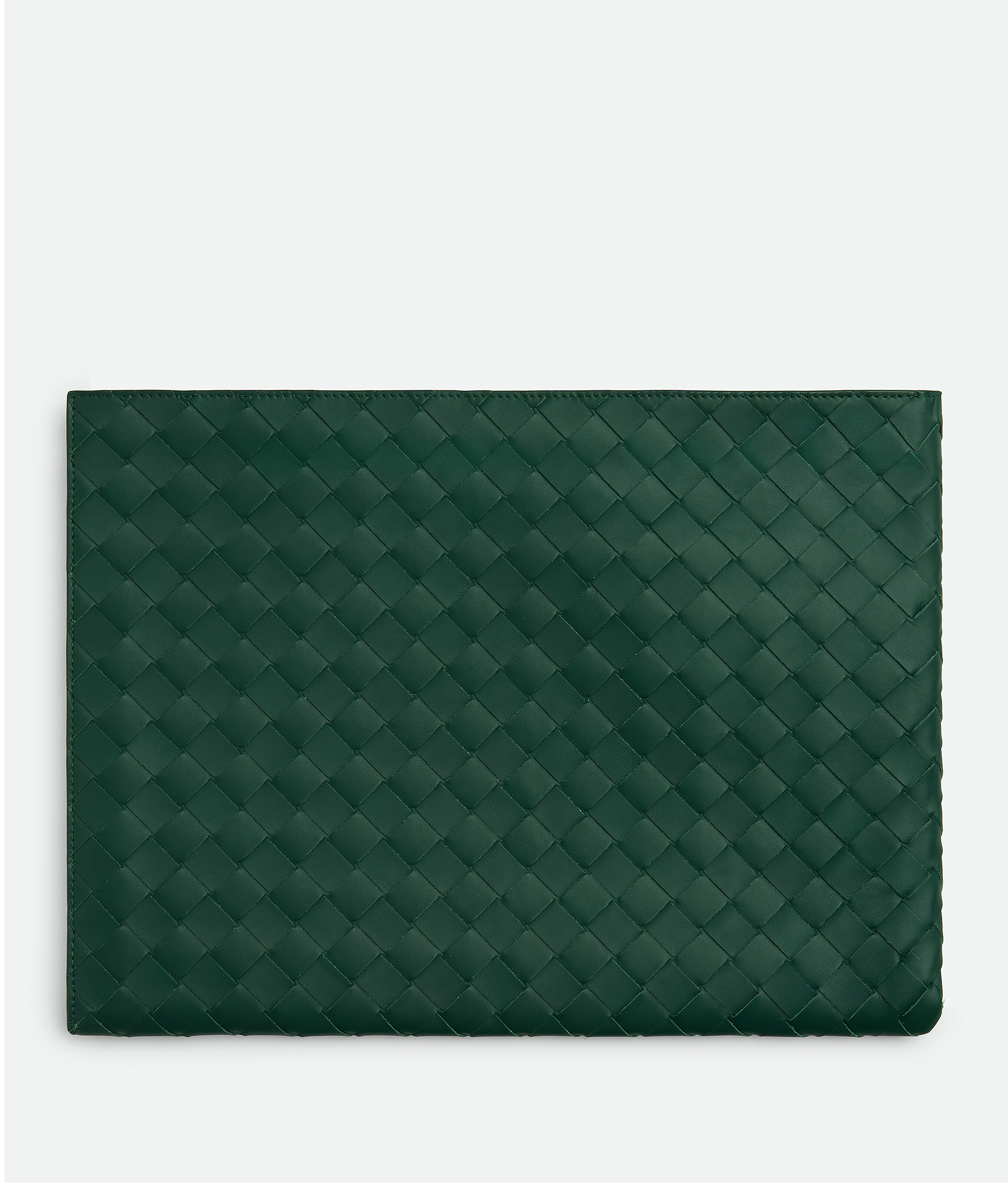 Shop Bottega Veneta Intrecciato Half Zip Pouch In Green