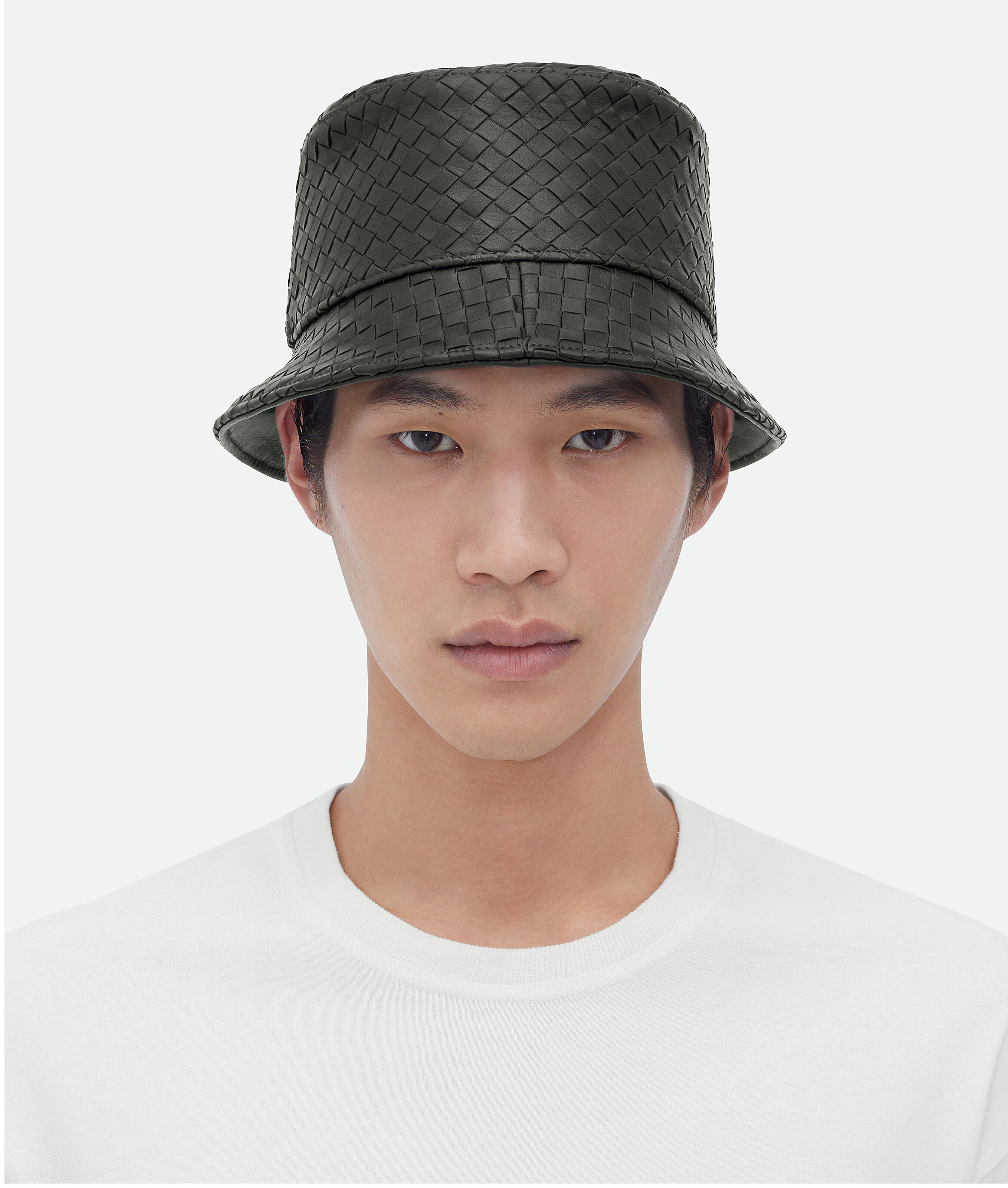 Shop Bottega Veneta Intrecciato Leather Bucket Hat In Green