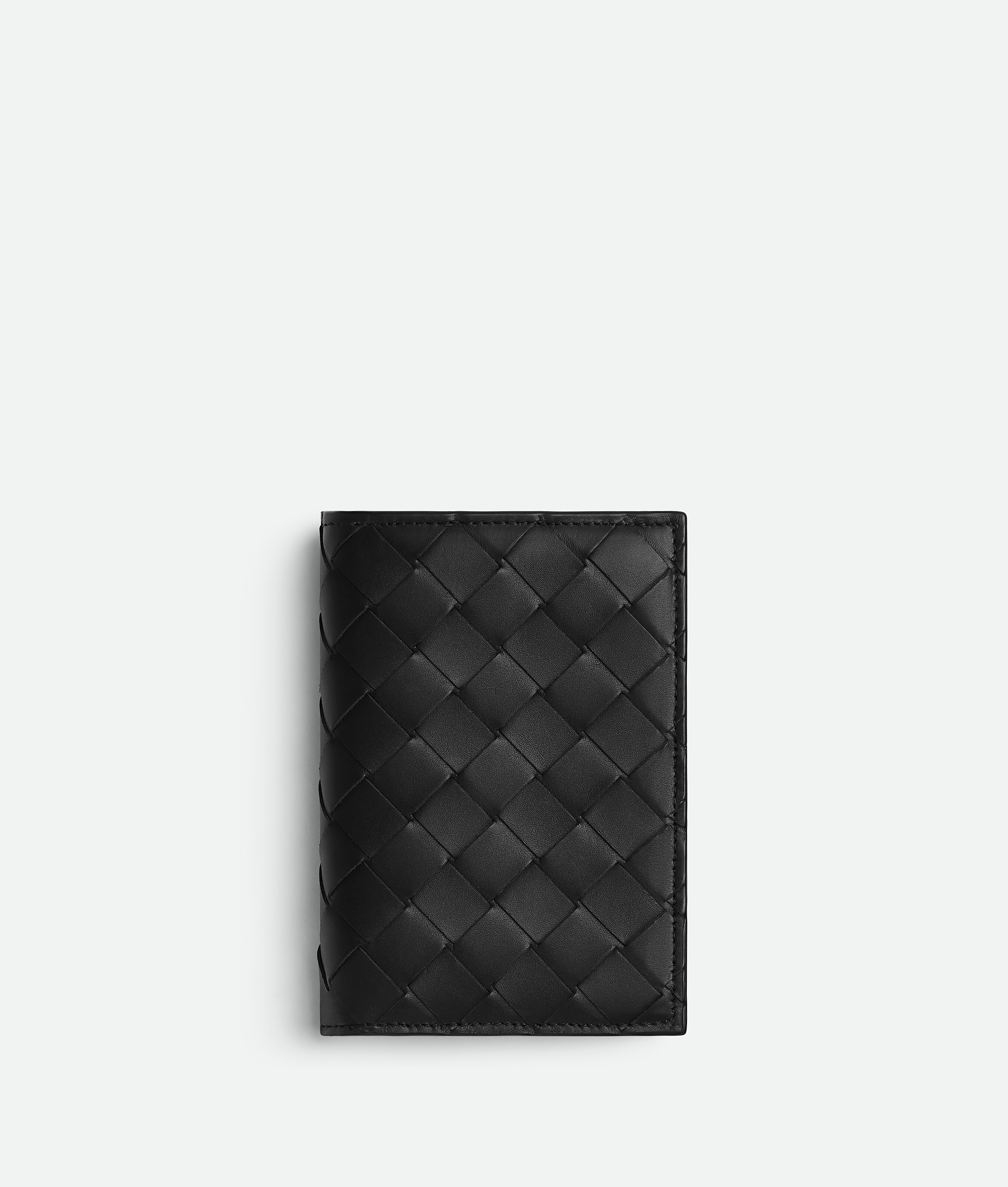 Bottega Veneta Mittelgrosses Intrecciato Bi-fold Mit L-zip In Black