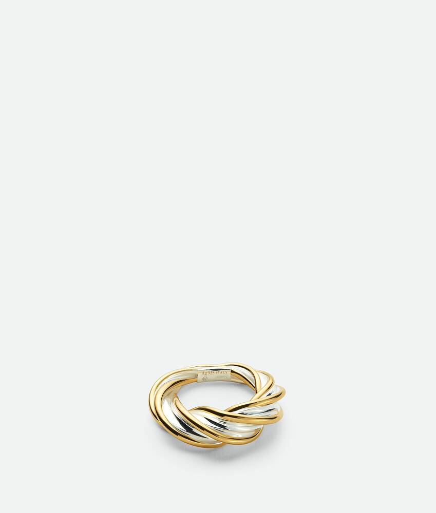 Bottega Veneta® Women's Pillar Twisted Ring in Silver / Yellow