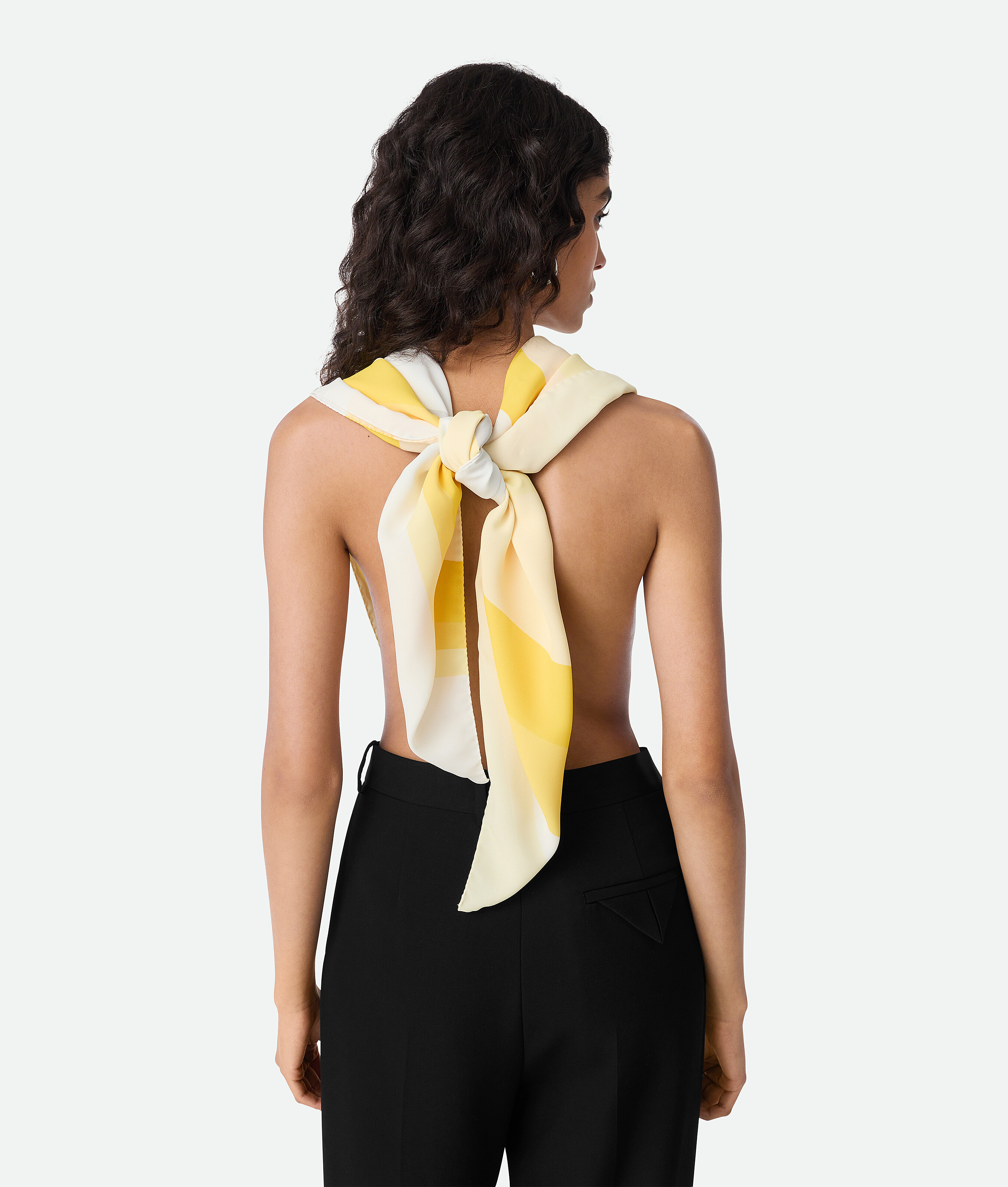 Bottega Veneta Silk Twill Striped Foulard In Yellow Multicolor