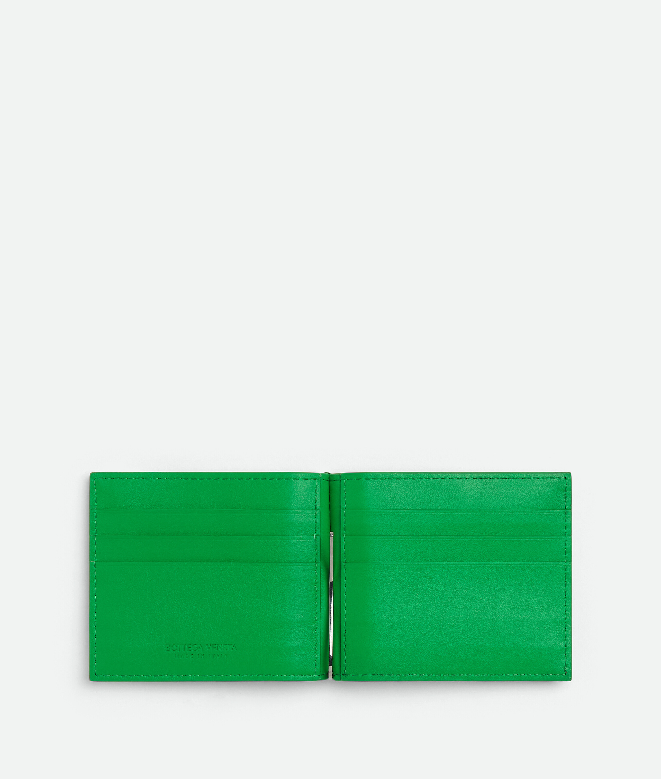 Shop Bottega Veneta Cassette Bill Clip Wallet In Green