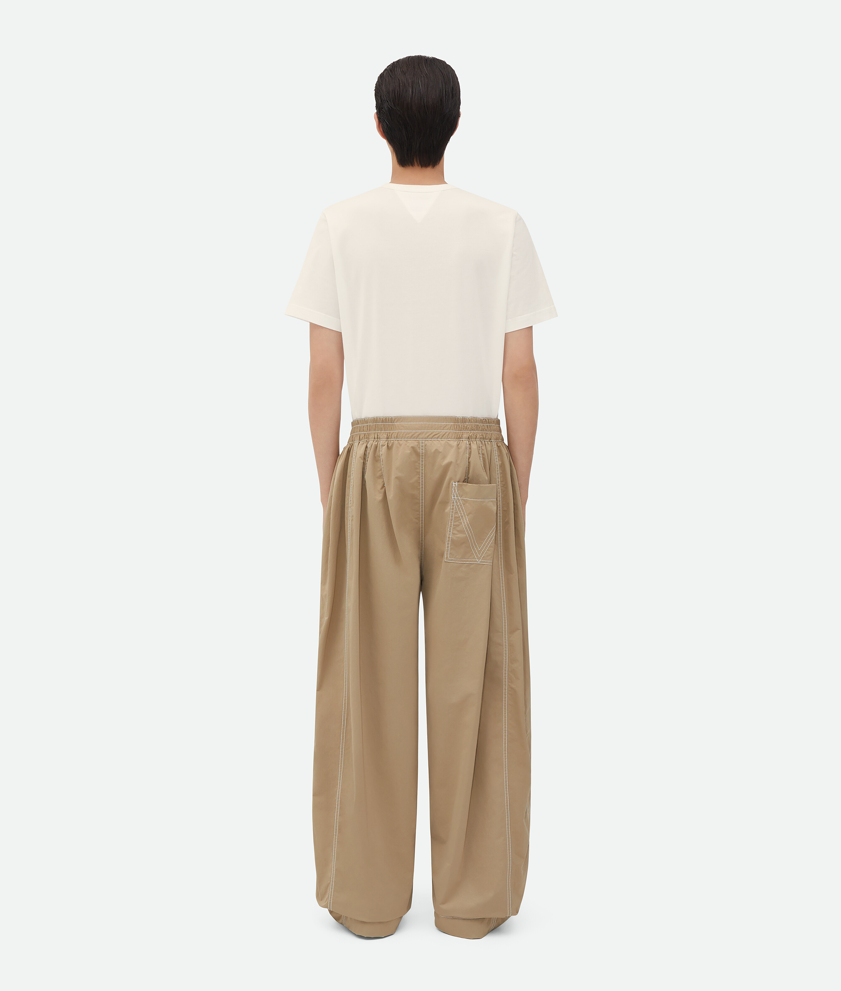 Shop Bottega Veneta Pantalon Élastique En Tech Nylon In Beige