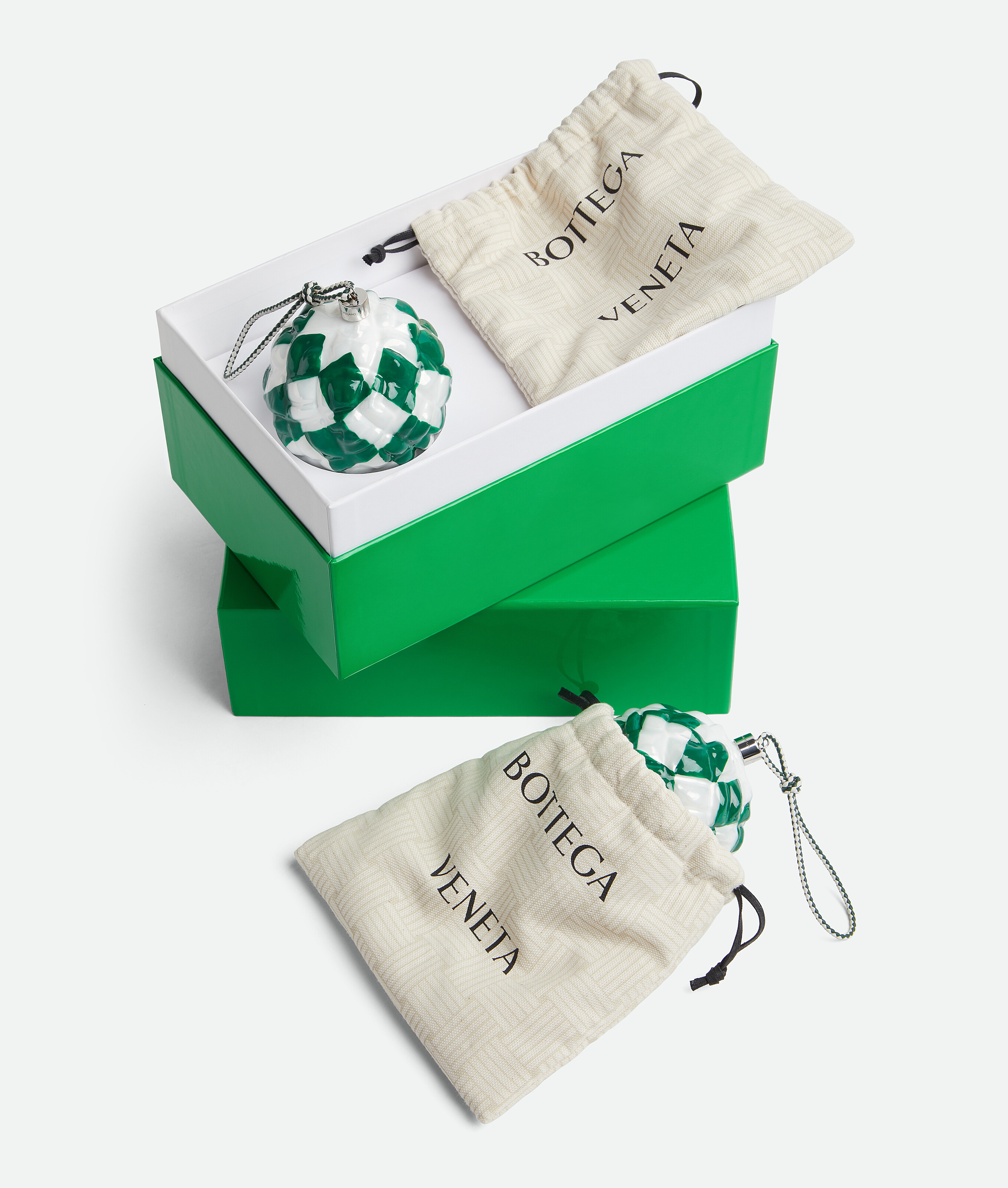 Bottega Veneta 2er-set Karierte Dekore In Transparent/emerelad Green