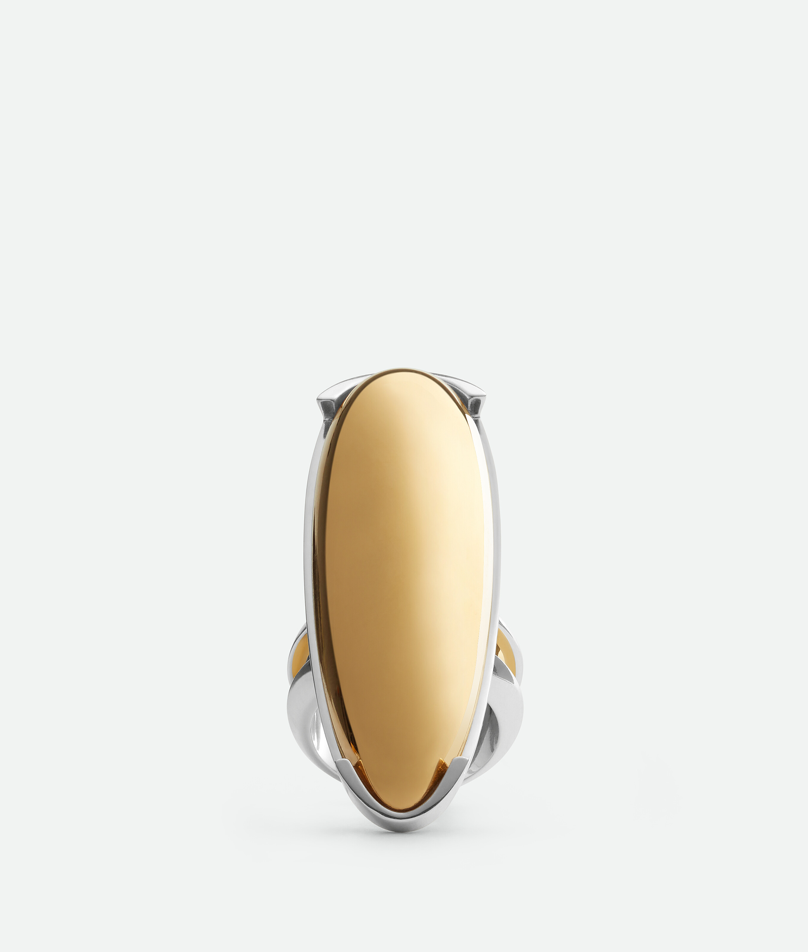 Shop Bottega Veneta Ellipse Large Ring In Silver/yellow Gold