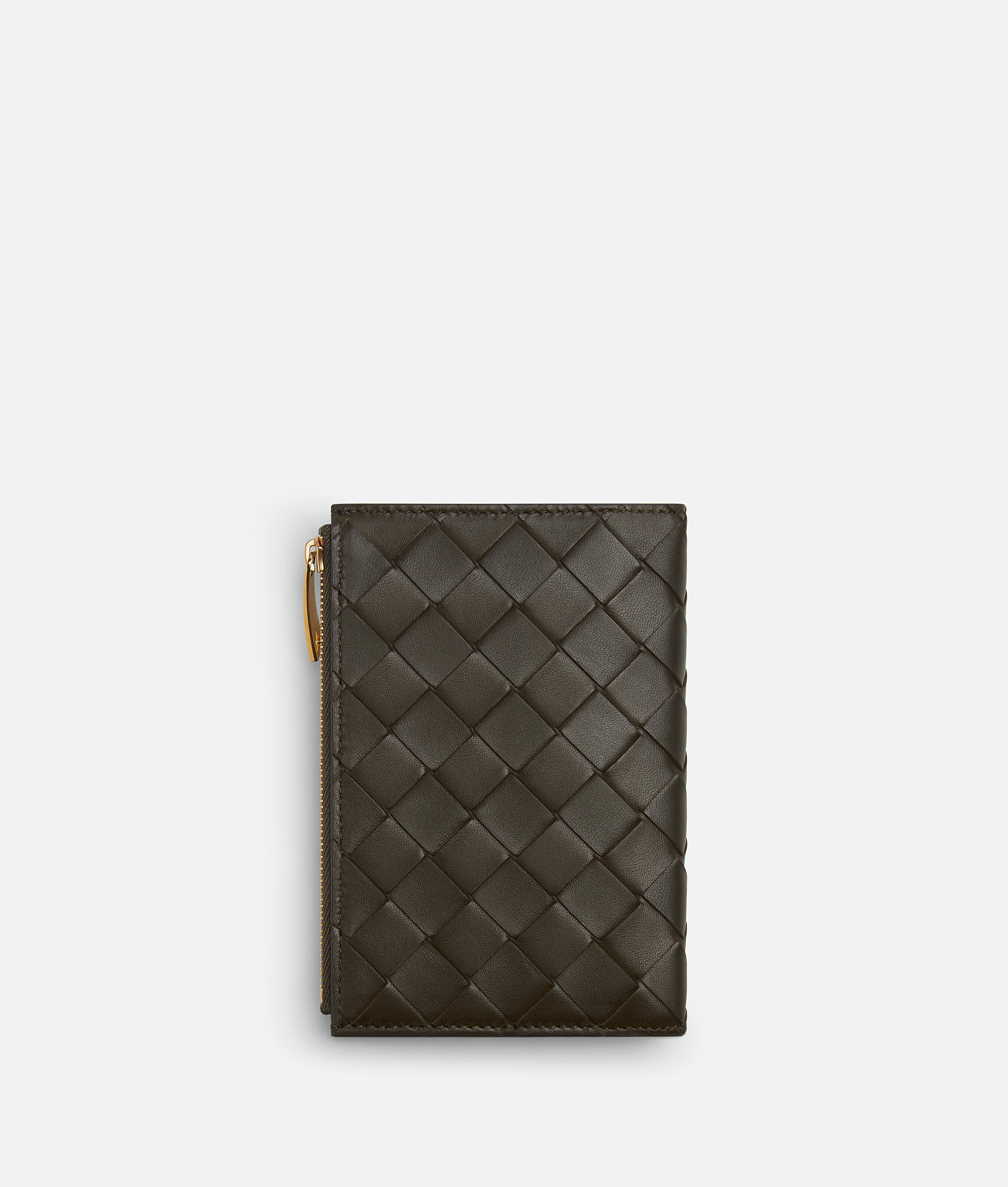 Bottega Veneta Intrecciato Diagonal Small Bi-fold Wallet In Kaki/light Butterscotch