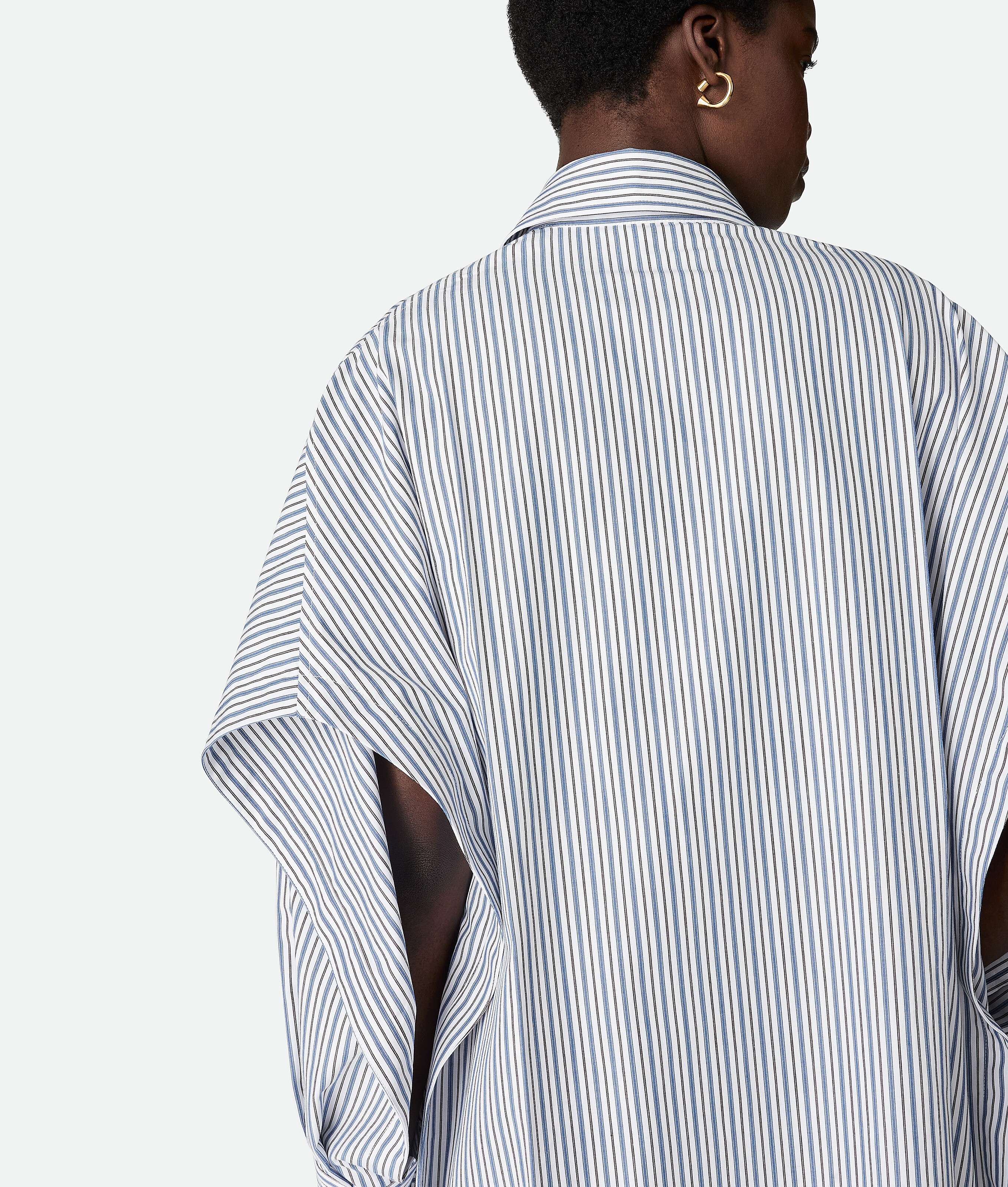 Bottega Veneta Cotton Stripe Dress In White/squill/ebony