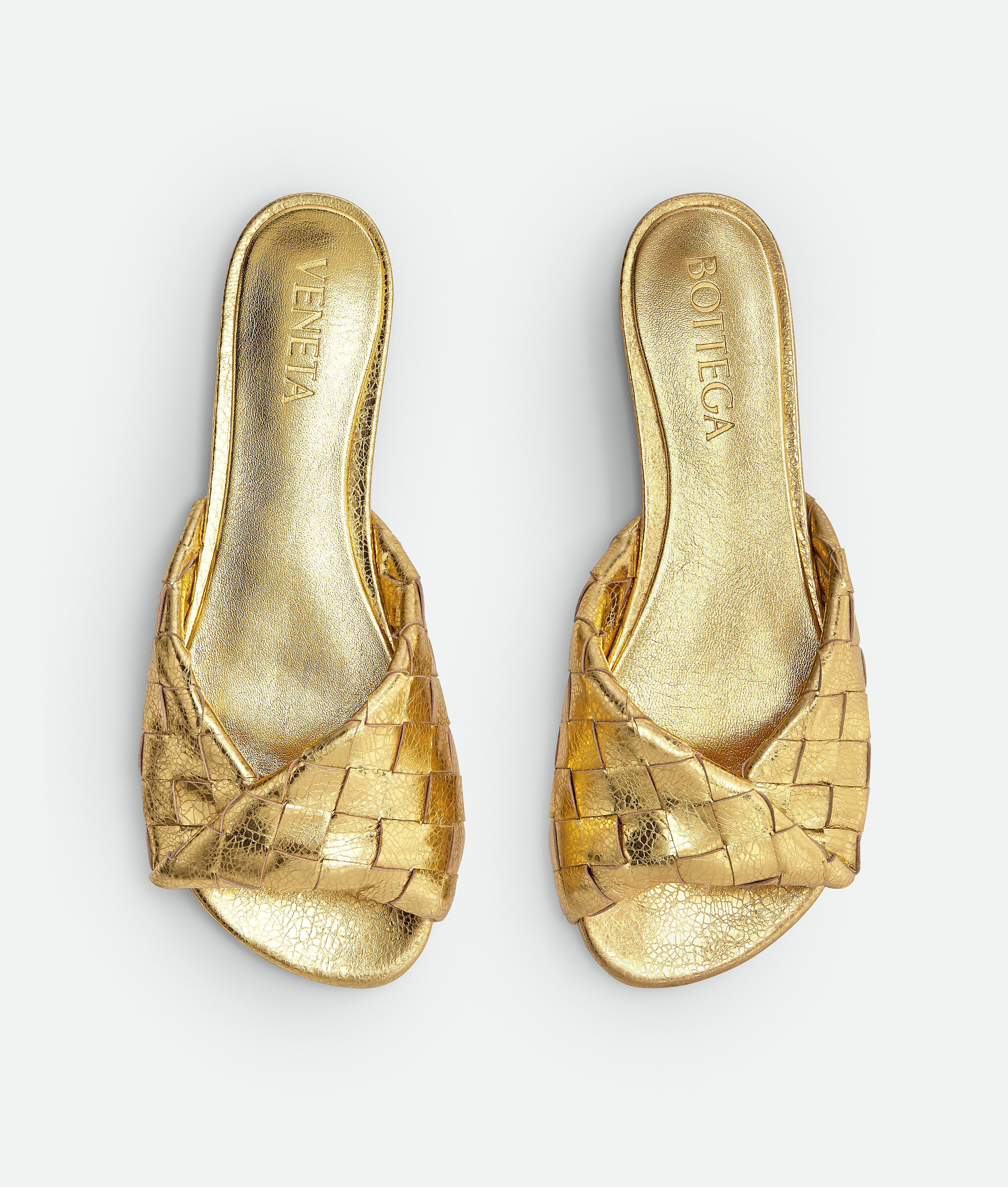 Bottega Veneta Blink Flat Muller Shoes In Gold