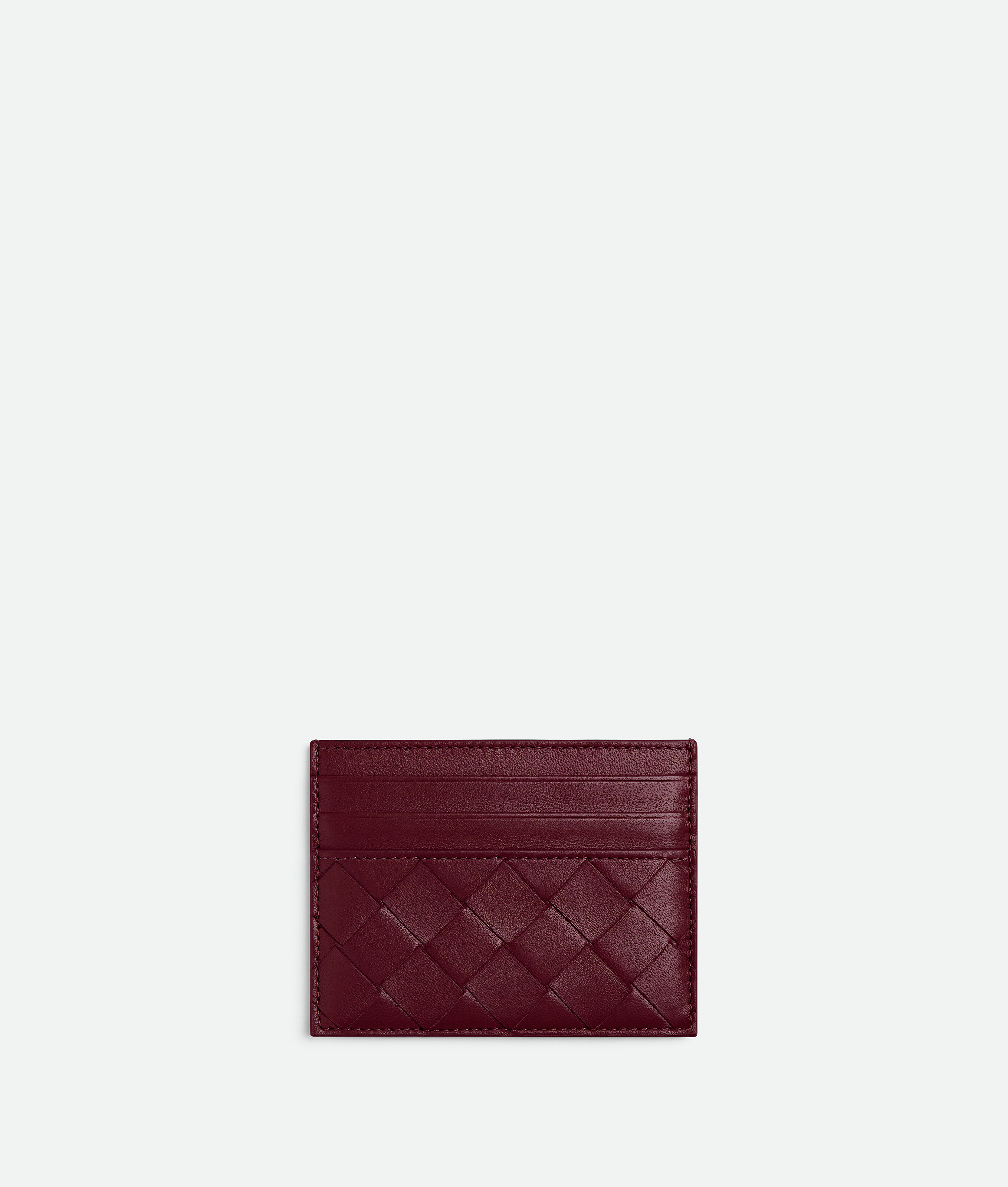 Bottega Veneta Womens Intrecciato Leather Card Holder Barolo-gold