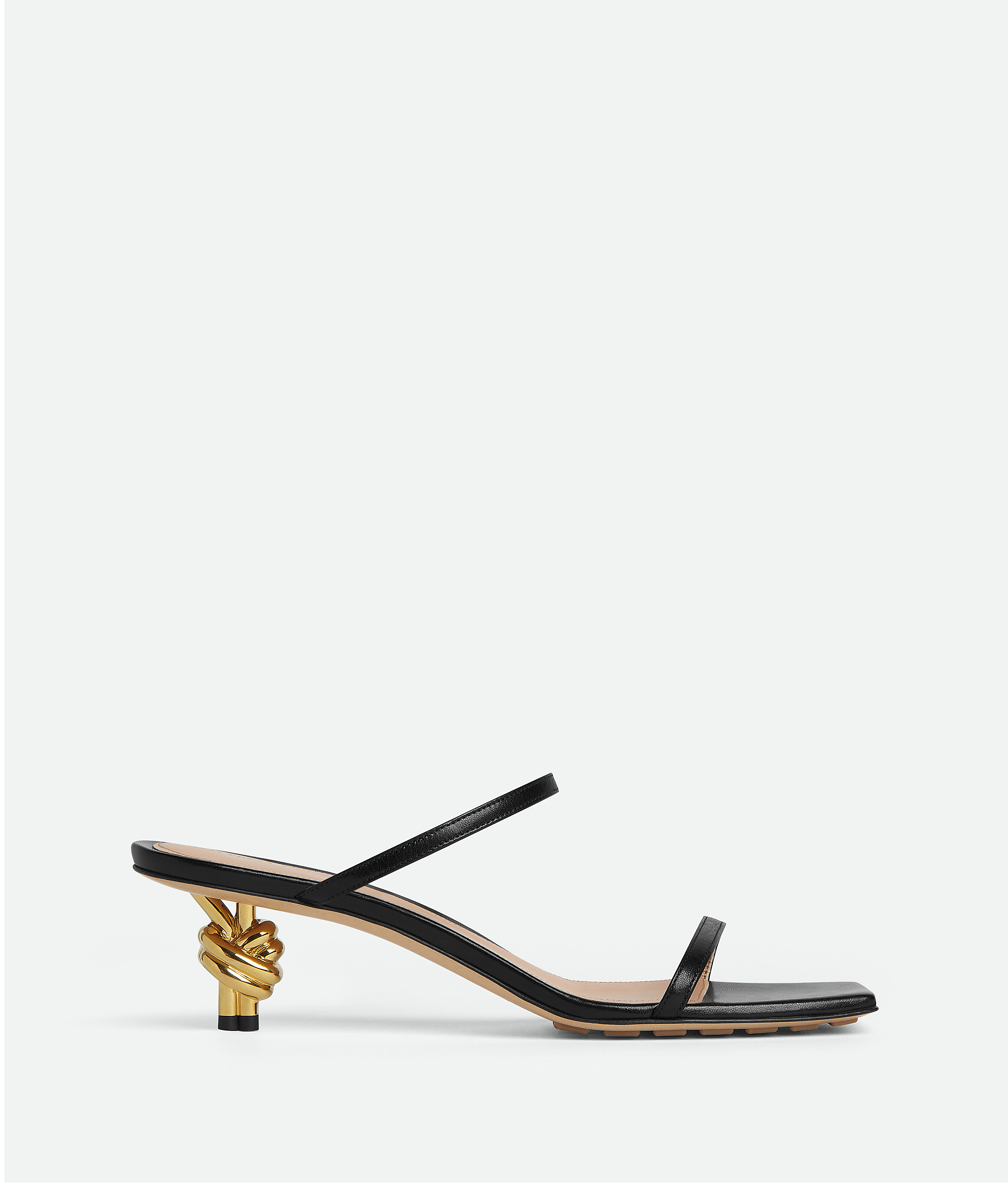 Bottega Veneta Leather Two-band Knot Slide Sandals In Black