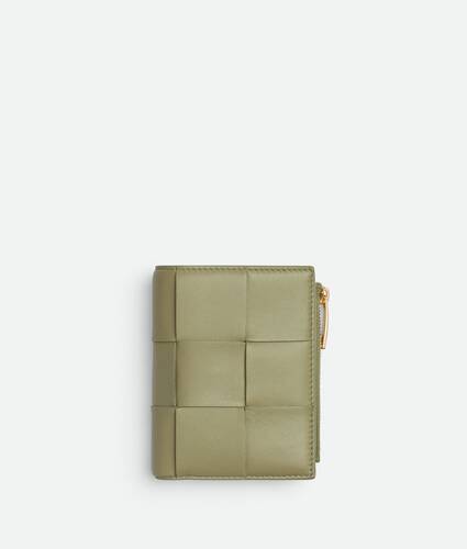 新品 ボッテガヴェネタ BOTTEGA VENETA 2つ折り財布 コンパクト ジャッロ/ネロ