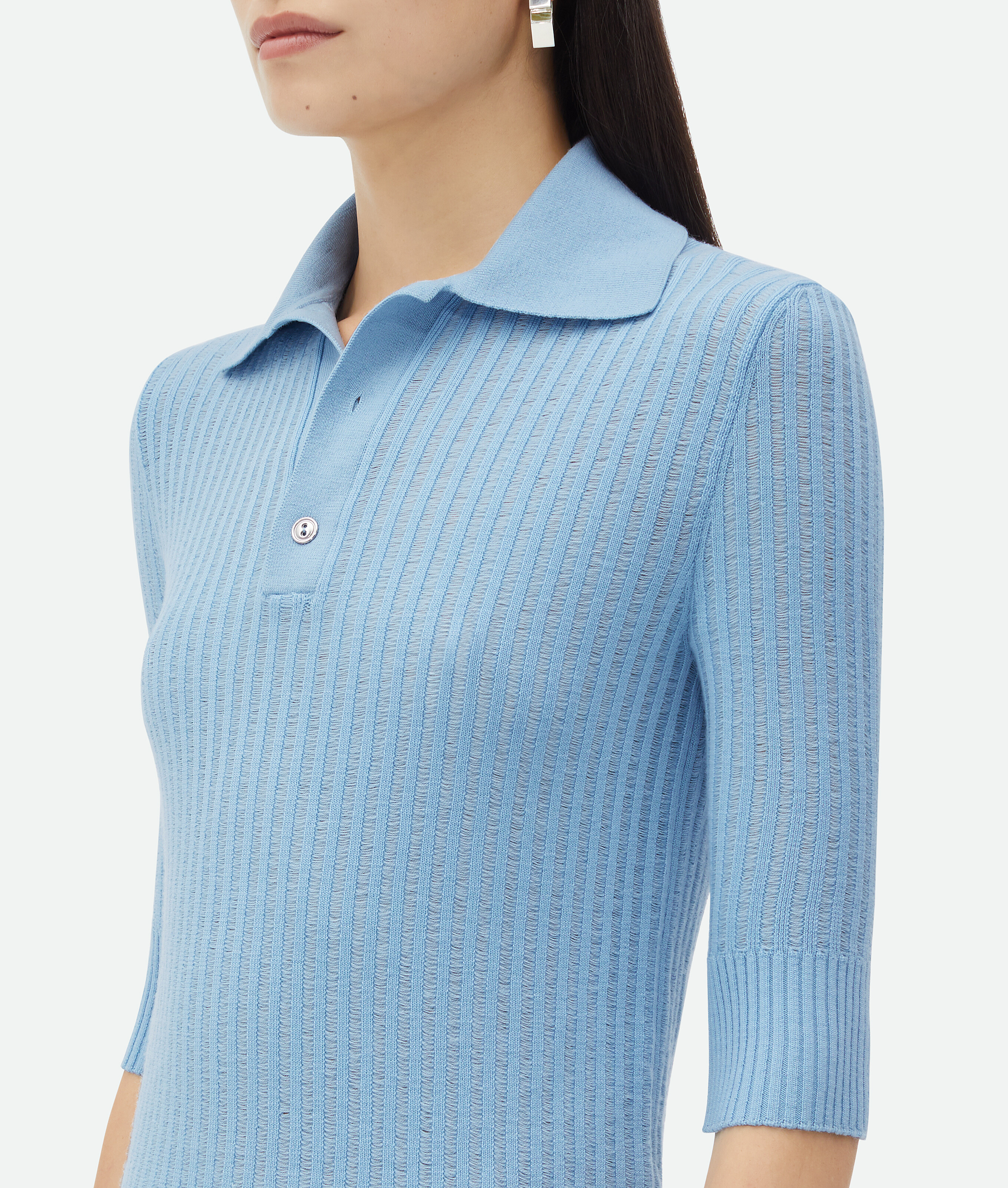 Shop Bottega Veneta Kurzärmeliger Pullover Aus Leichter Wolle In Blue