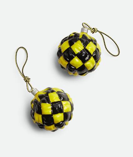 Set Of Two Check Ornaments