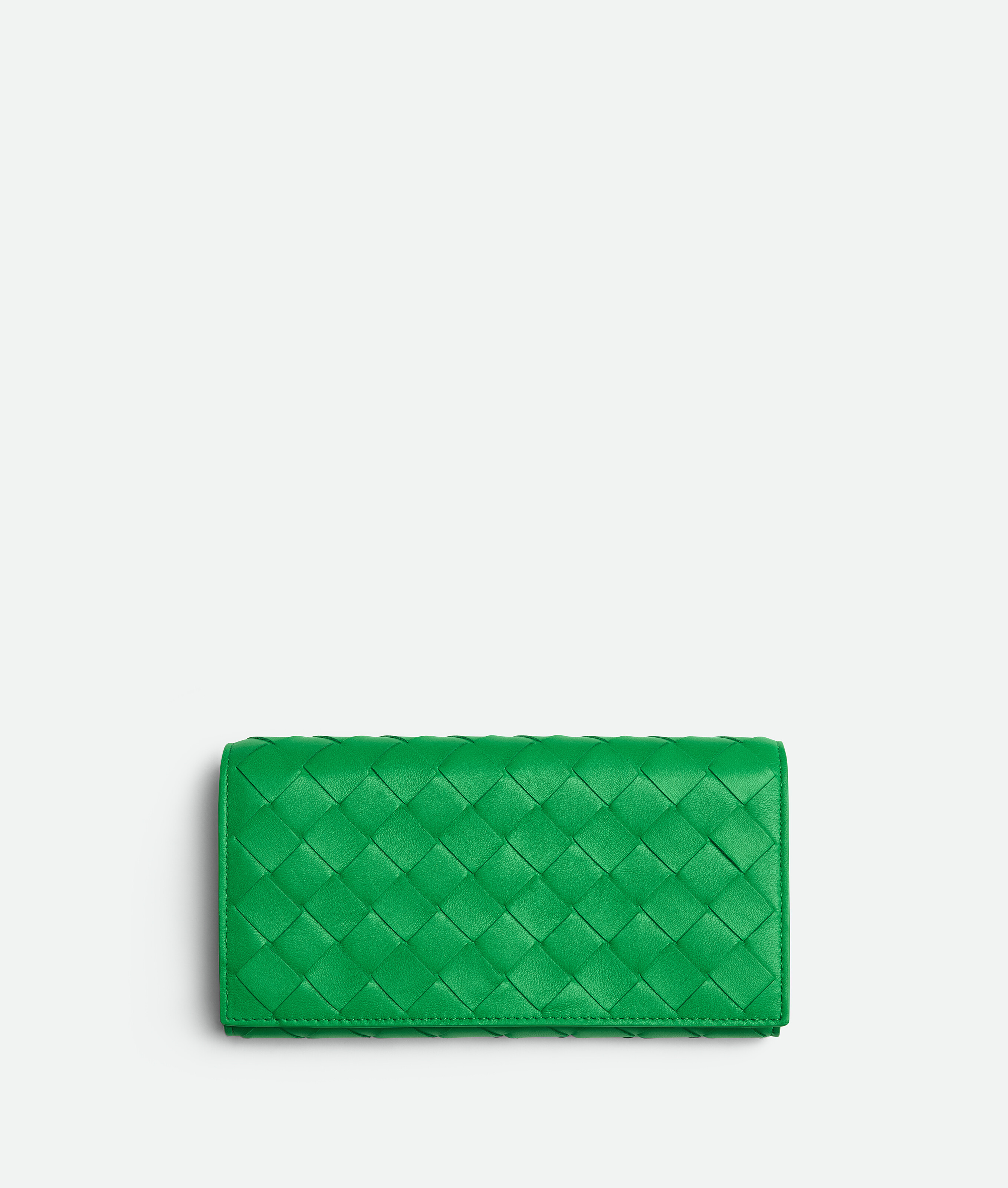 Bottega Veneta Bottega  Veneta Intrecciato Large Flap Wallet In Vert