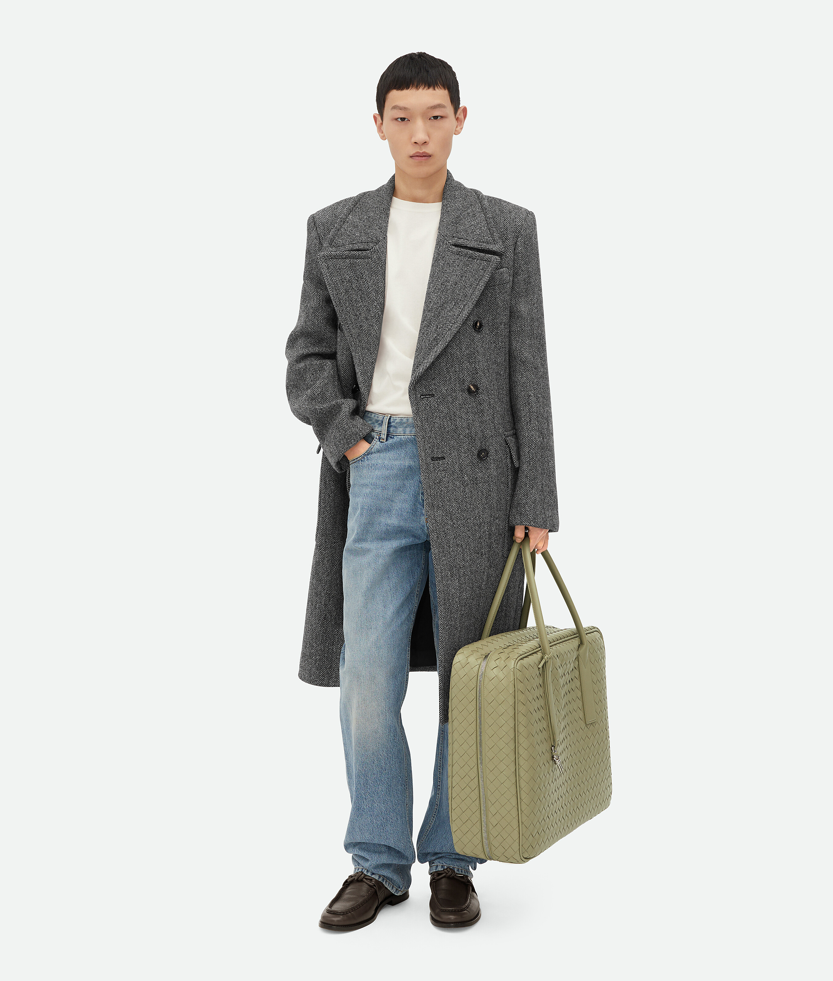 Bottega Veneta Getaway Grosser Weekender In Travertine