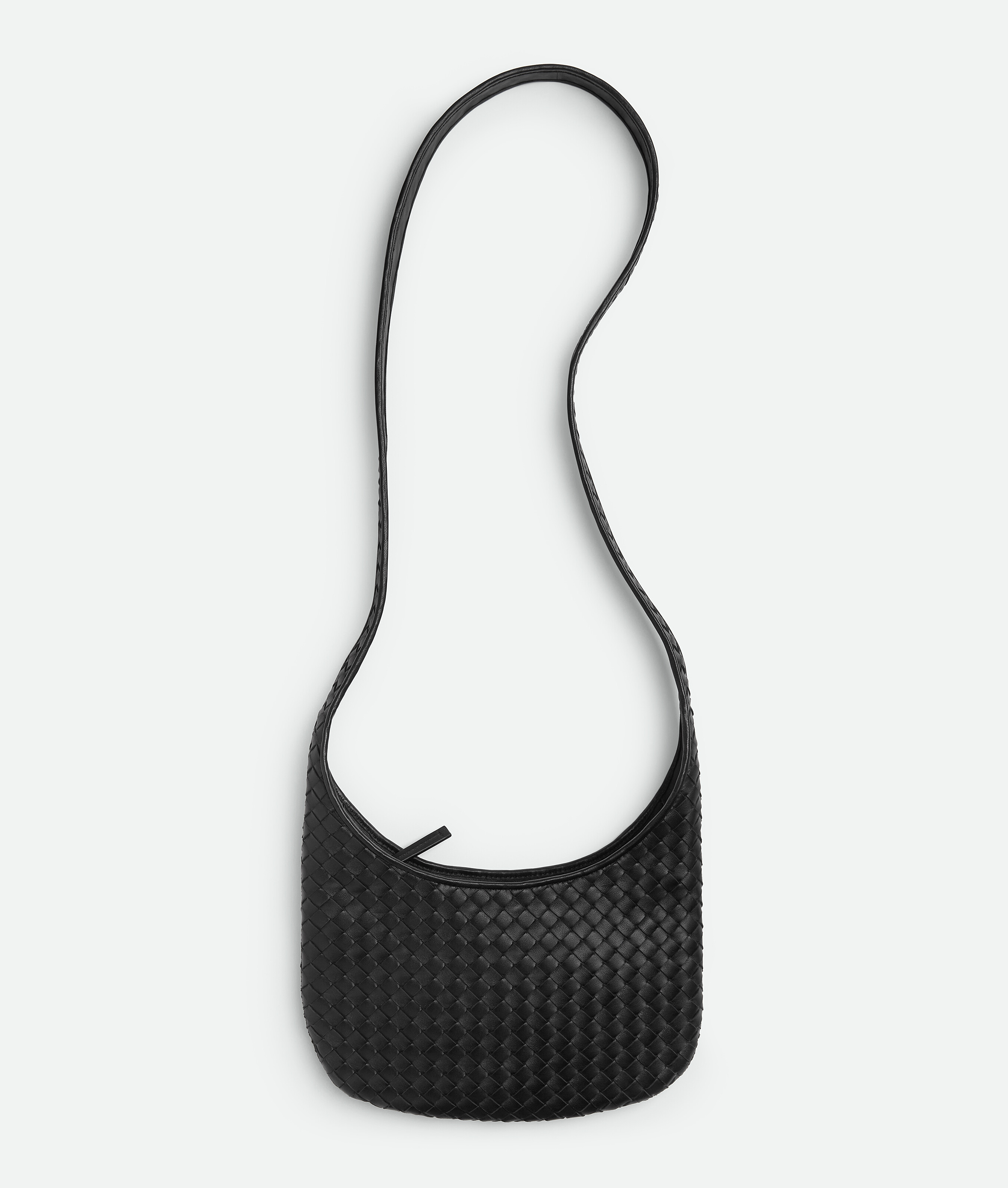Bottega Veneta Black Crossbody Bag With Top Zip Closure And Intrecciato Motif In Leather Woman