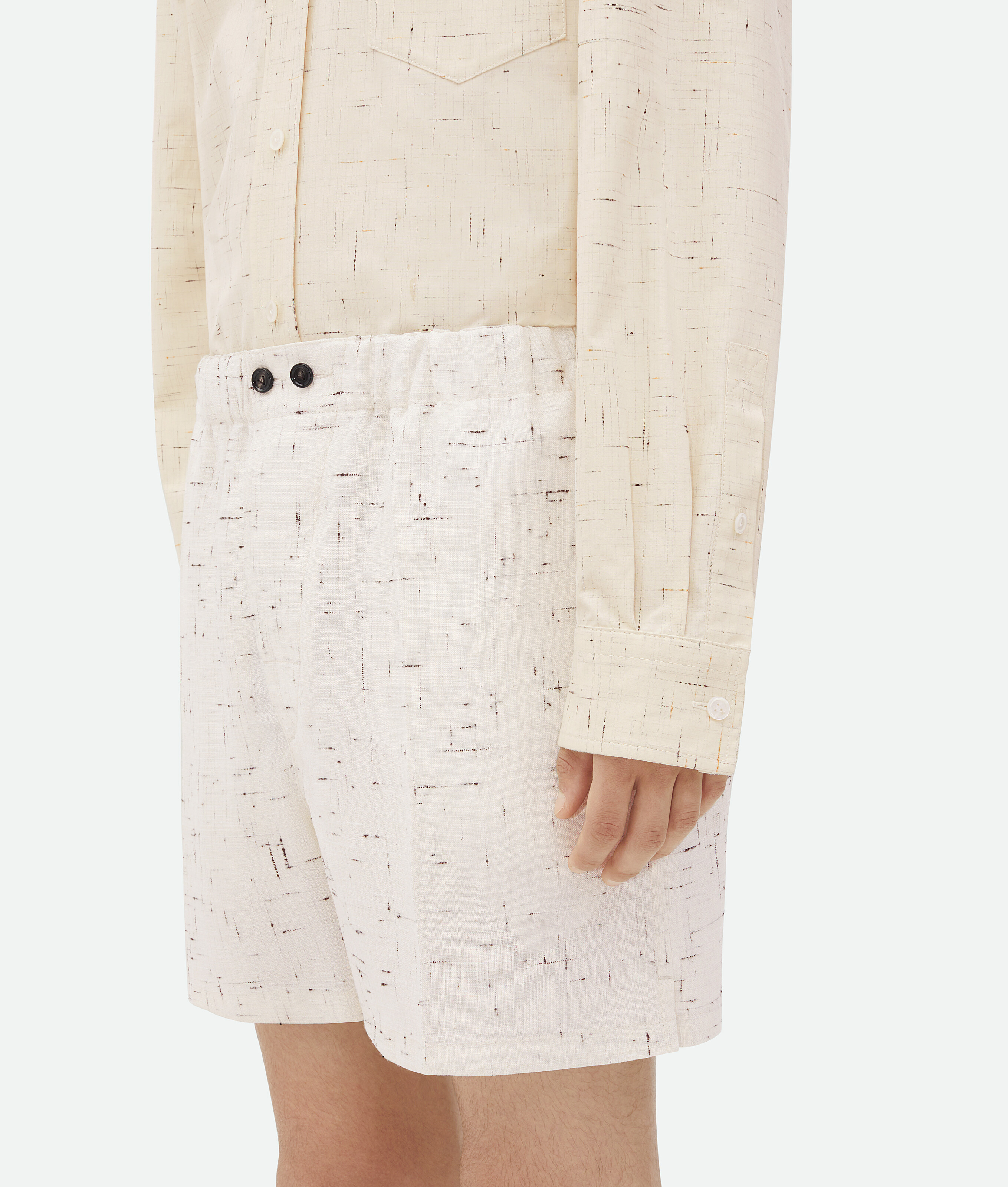 Shop Bottega Veneta Textured Criss-cross Viscose Silk Shorts In Beige