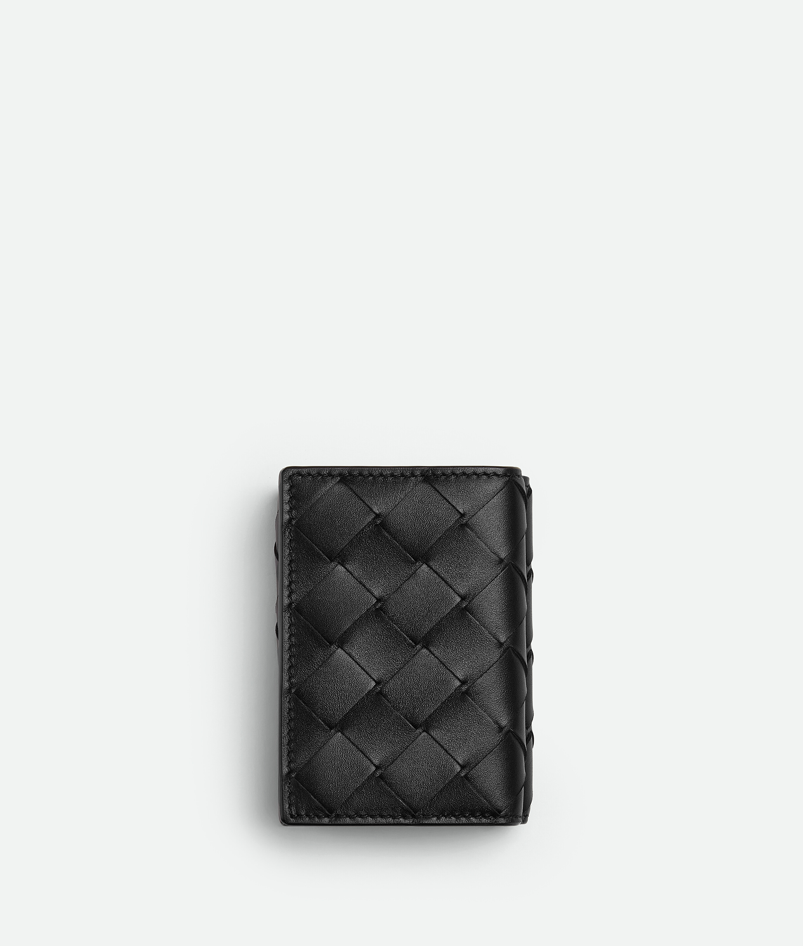 Bottega Veneta Tiny Intrecciato Tri-fold Portemonnaie In Black